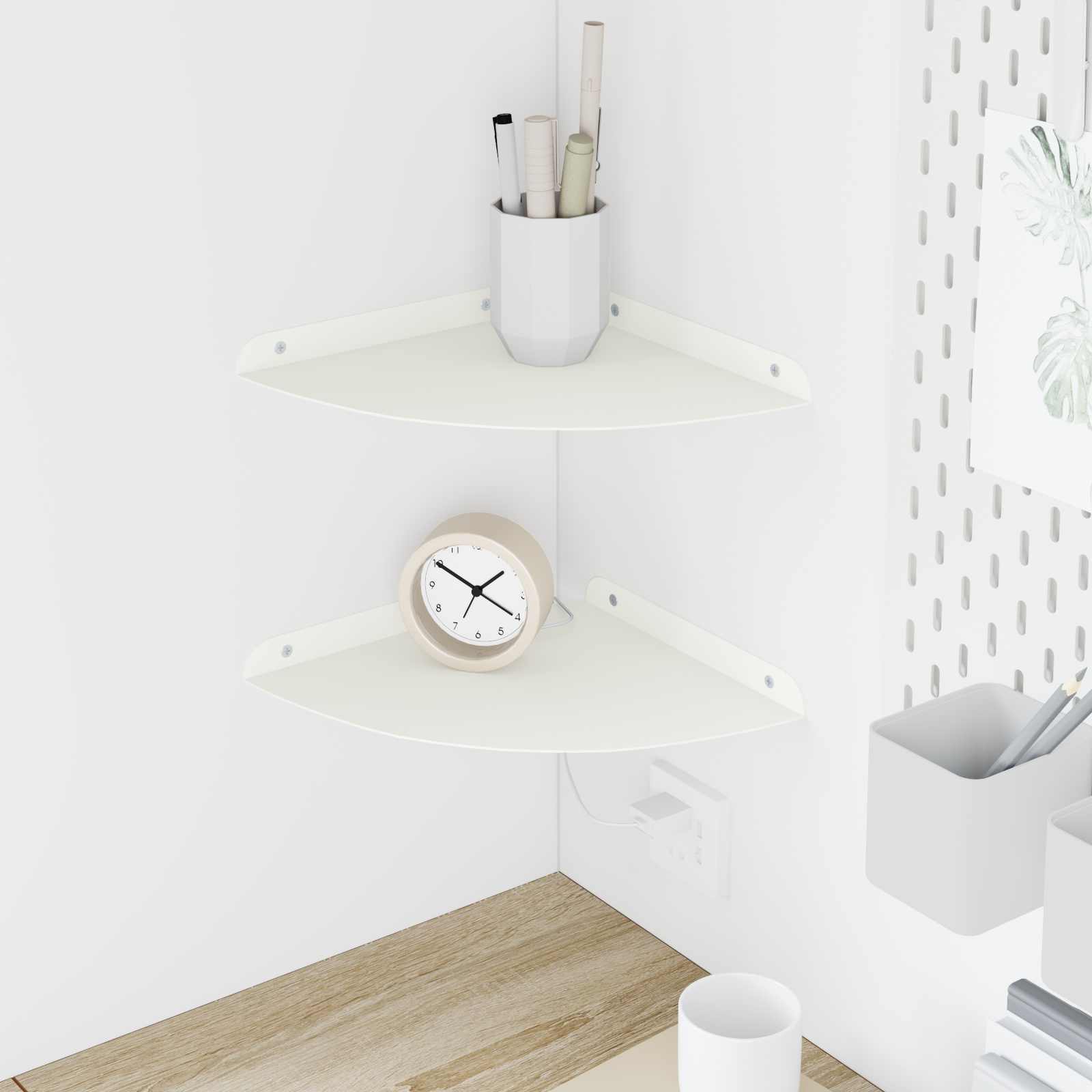 vidaXL Półka wisząca z półką 2 pcs Biały 24 x 24 x 2 cm