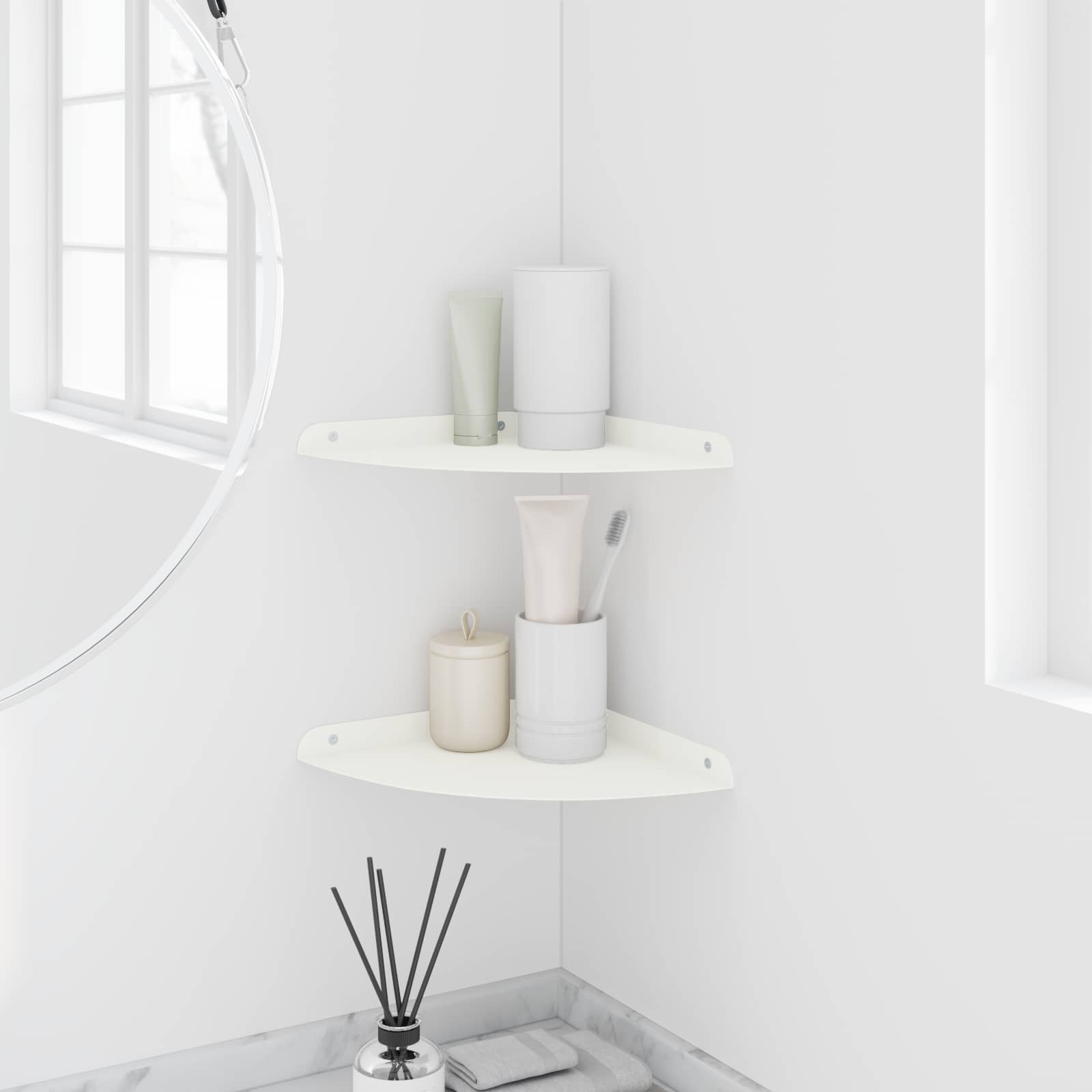 vidaXL Półka wisząca z półką 2 pcs Biały 24 x 24 x 2 cm
