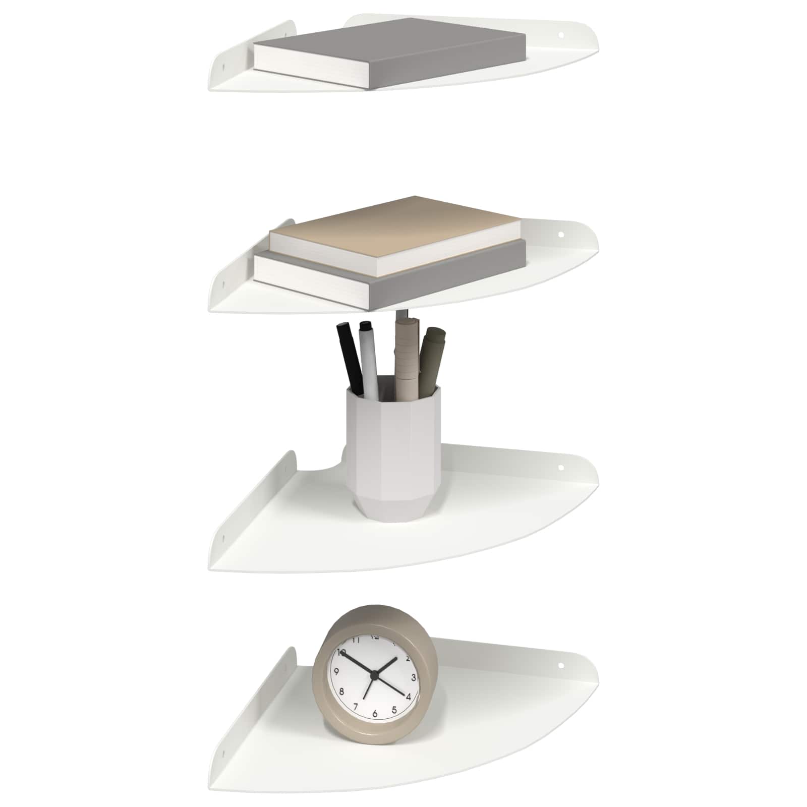 vidaXL Półka wisząca z półką 4 pcs Biały 24 x 24 x 2 cm
