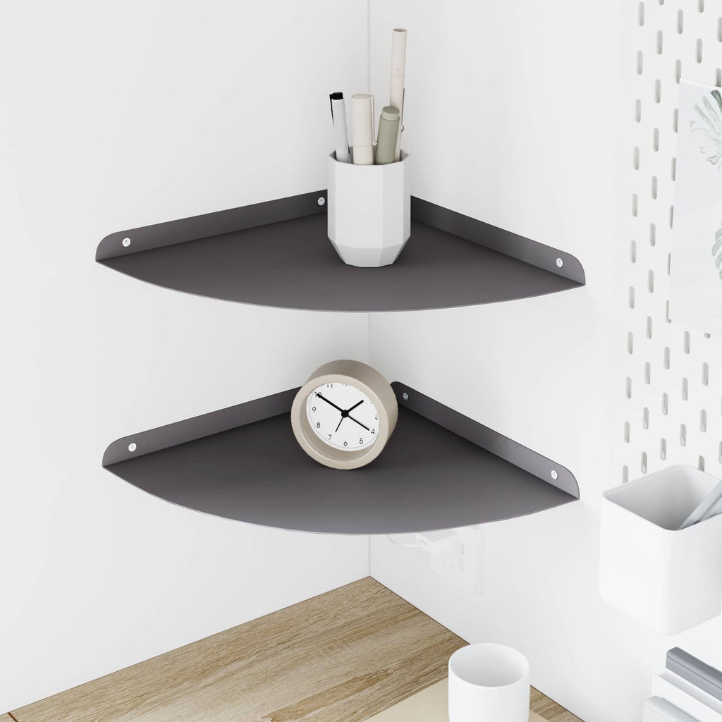 vidaXL Pływająca Półka w Rogu z półką 2 pcs Czarny 30 x 30 x 2 cm