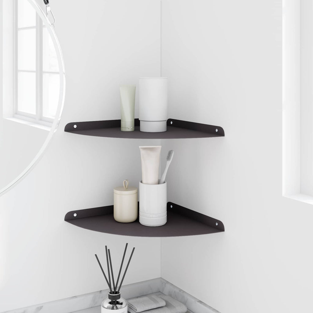 vidaXL Pływająca Półka w Rogu z półką 2 pcs Czarny 30 x 30 x 2 cm