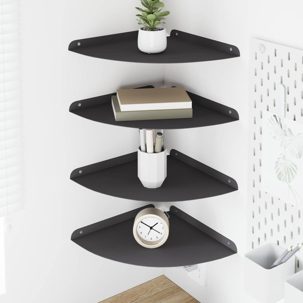 vidaXL Półka wisząca z półką 4 pcs Czarny 30 x 30 x 2 cm