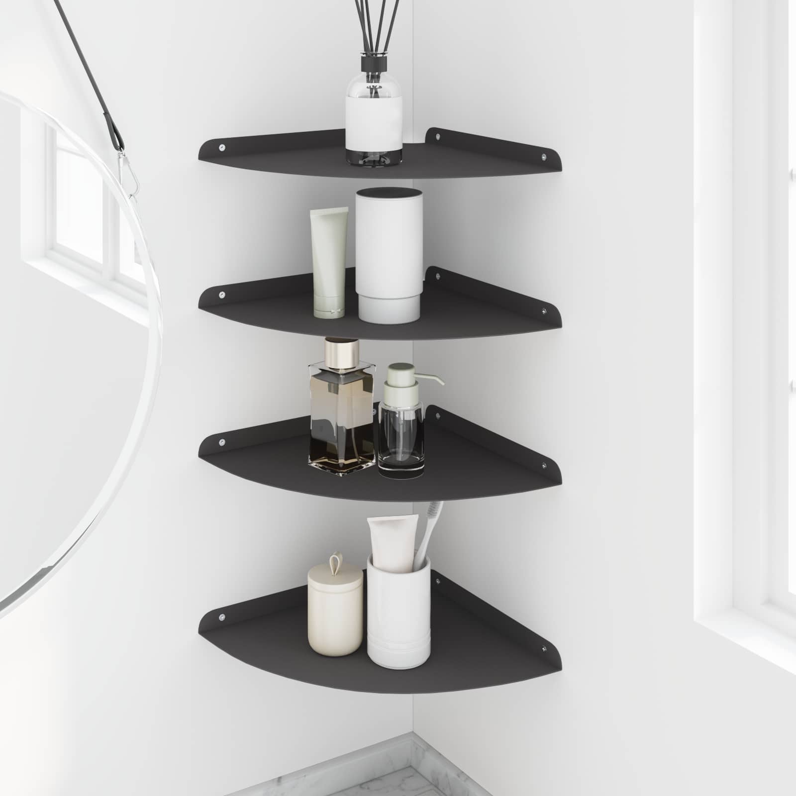 vidaXL Półka wisząca z półką 4 pcs Czarny 30 x 30 x 2 cm