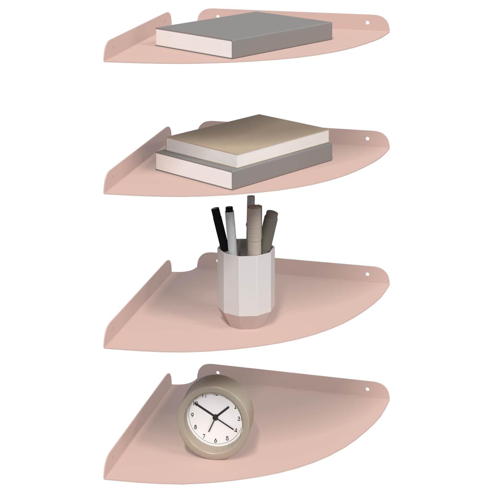 vidaXL Półka wisząca z półką 4 pcs Różowy 30 x 30 x 2 cm