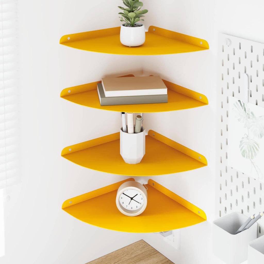vidaXL Półka wisząca z półką 4 pcs Musztardowy Żółty 30 x 30 x 2 cm