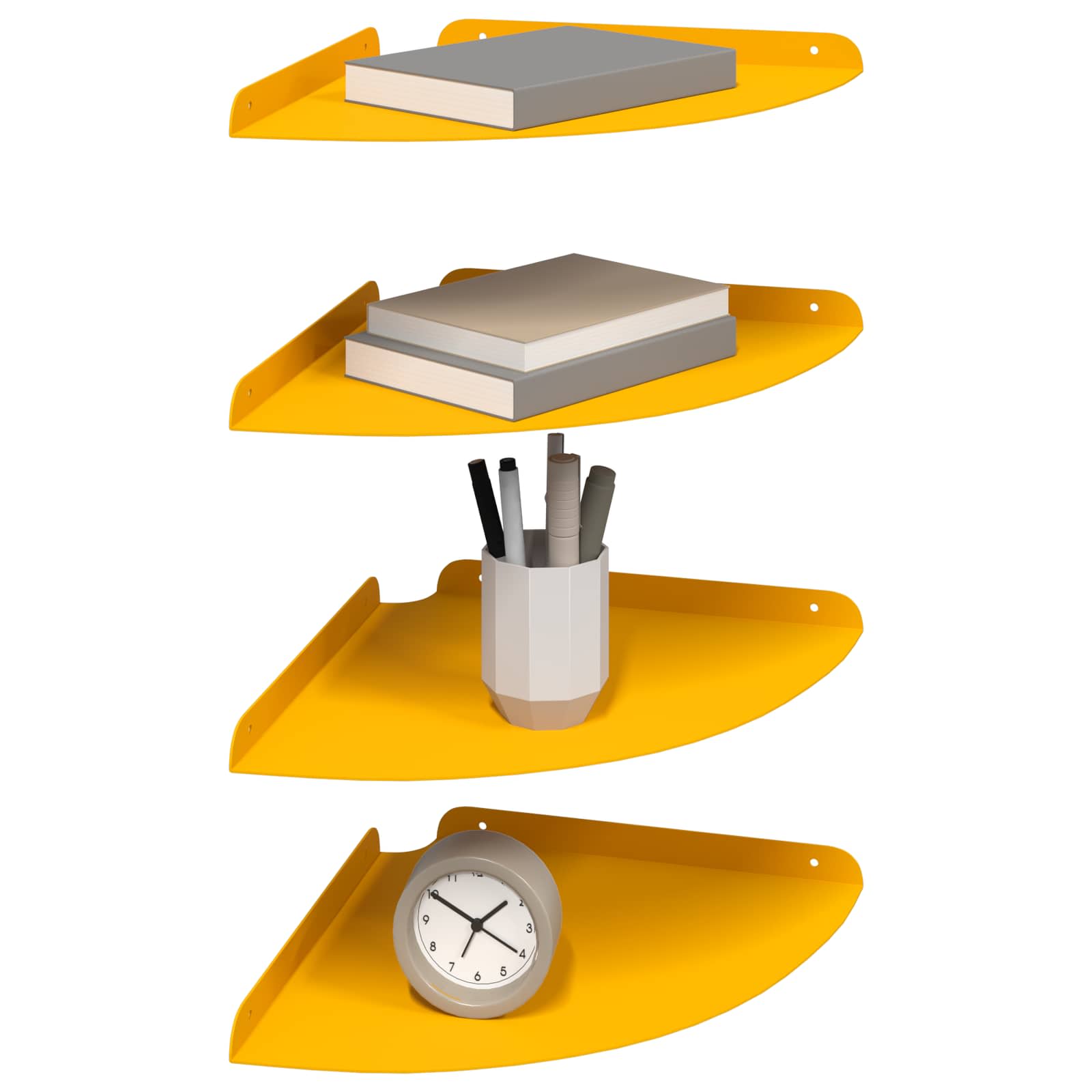 vidaXL Półka wisząca z półką 4 pcs Musztardowy Żółty 30 x 30 x 2 cm