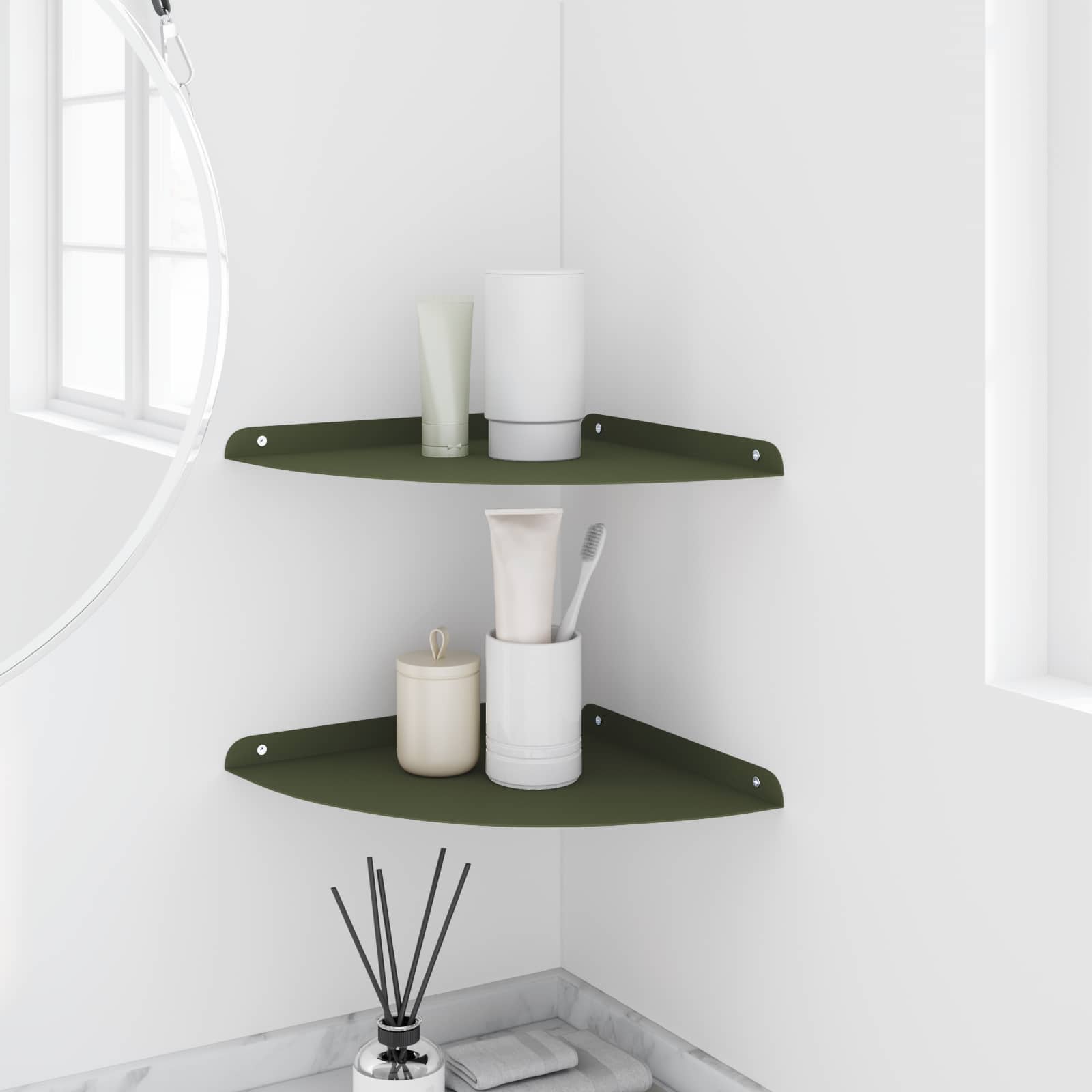 vidaXL Półka wisząca z półką 2 pcs Zielony oliwkowy 30 x 30 x 2 cm
