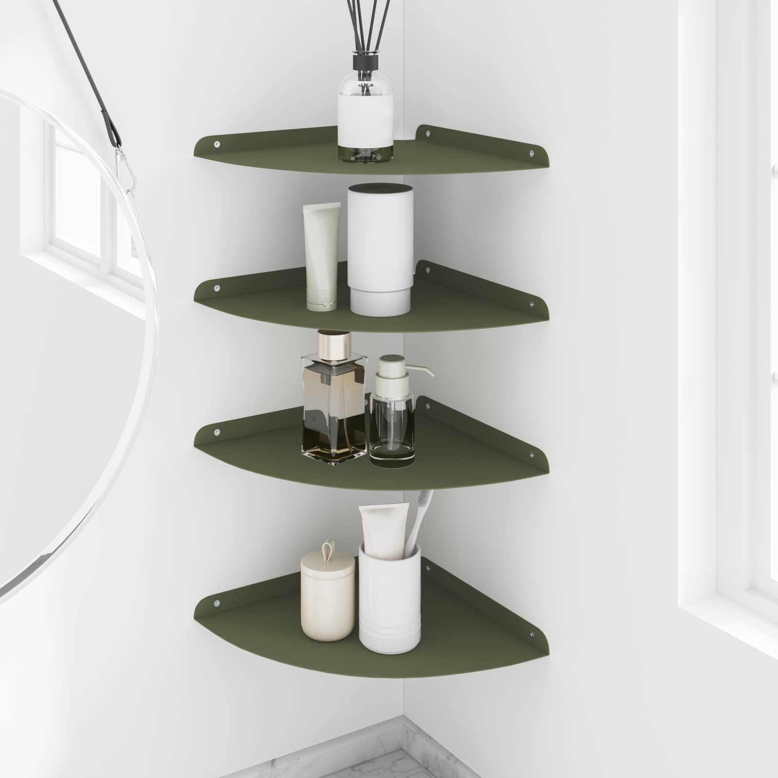 vidaXL Półka wisząca z półką 4 pcs oliwkowy 30 x 30 x 2 cm