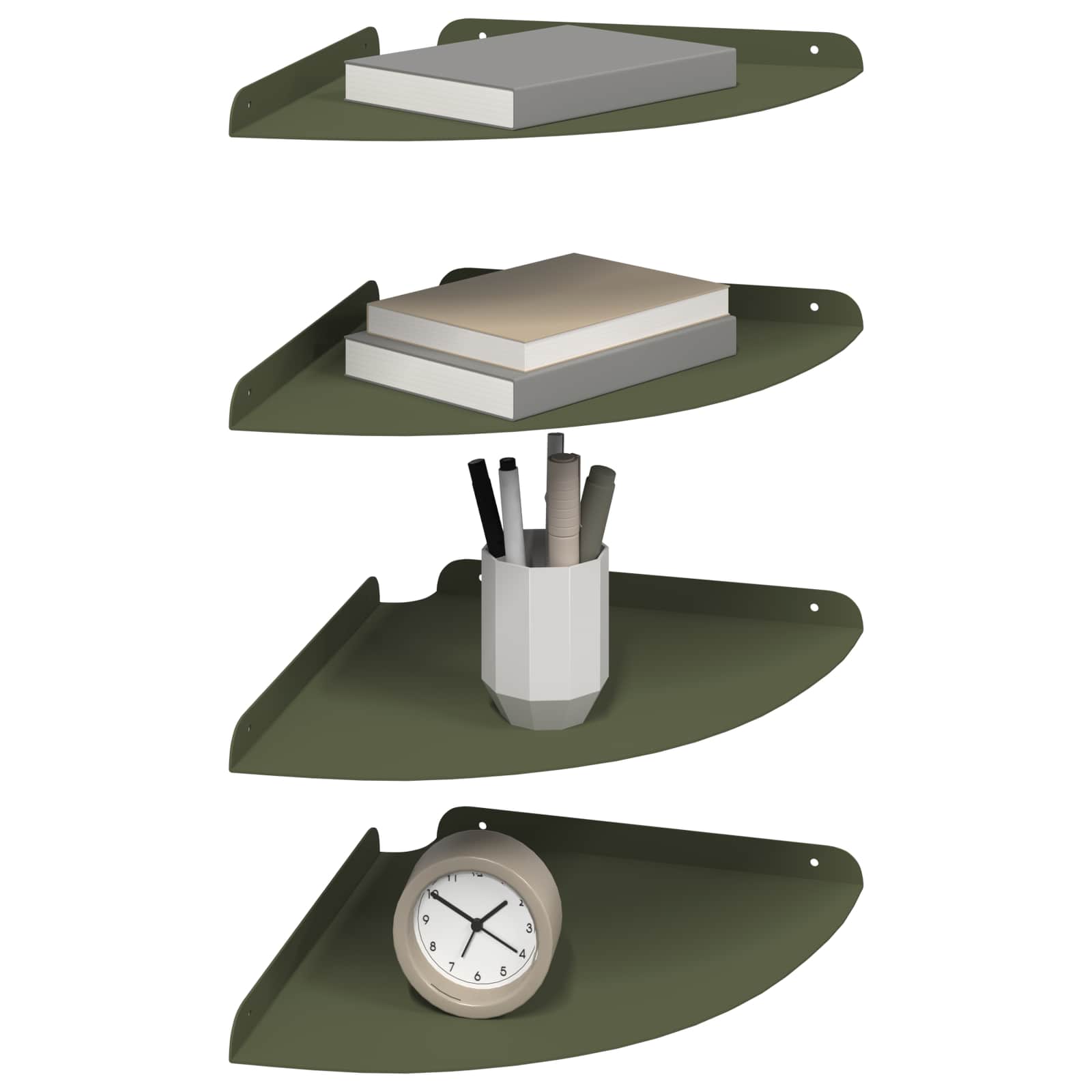 vidaXL Półka wisząca z półką 4 pcs oliwkowy 30 x 30 x 2 cm