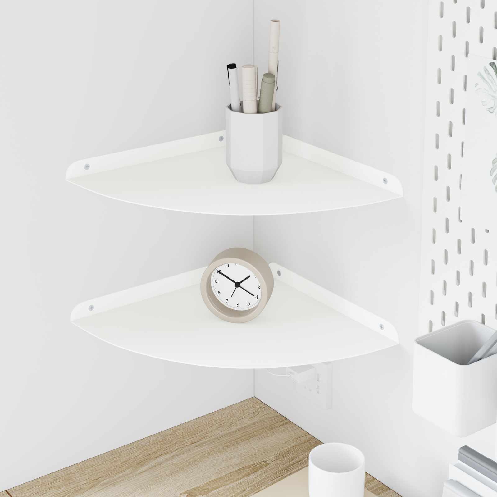vidaXL Półka wisząca z półką 2 pcs Biały 30 x 30 x 2 cm