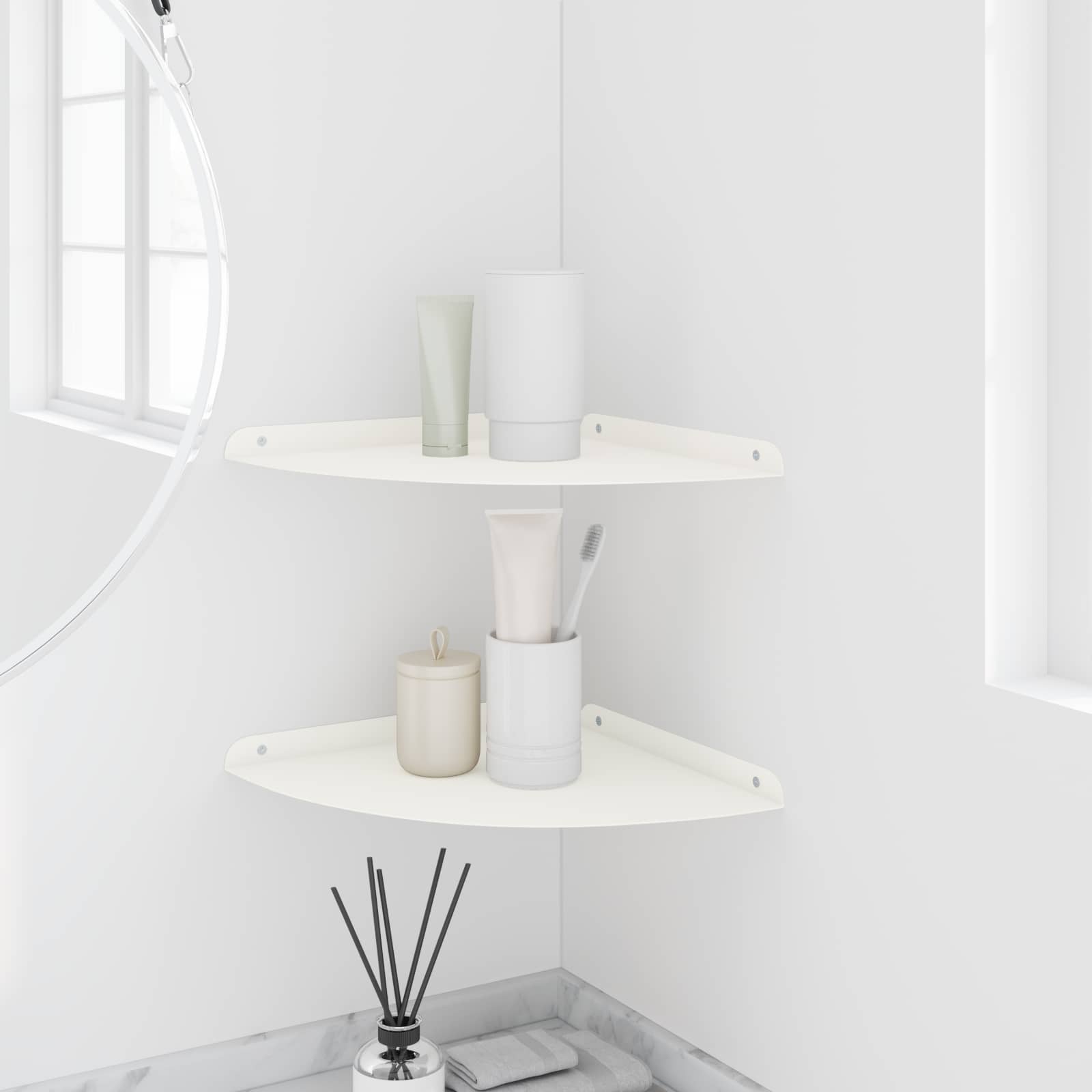 vidaXL Półka wisząca z półką 2 pcs Biały 30 x 30 x 2 cm