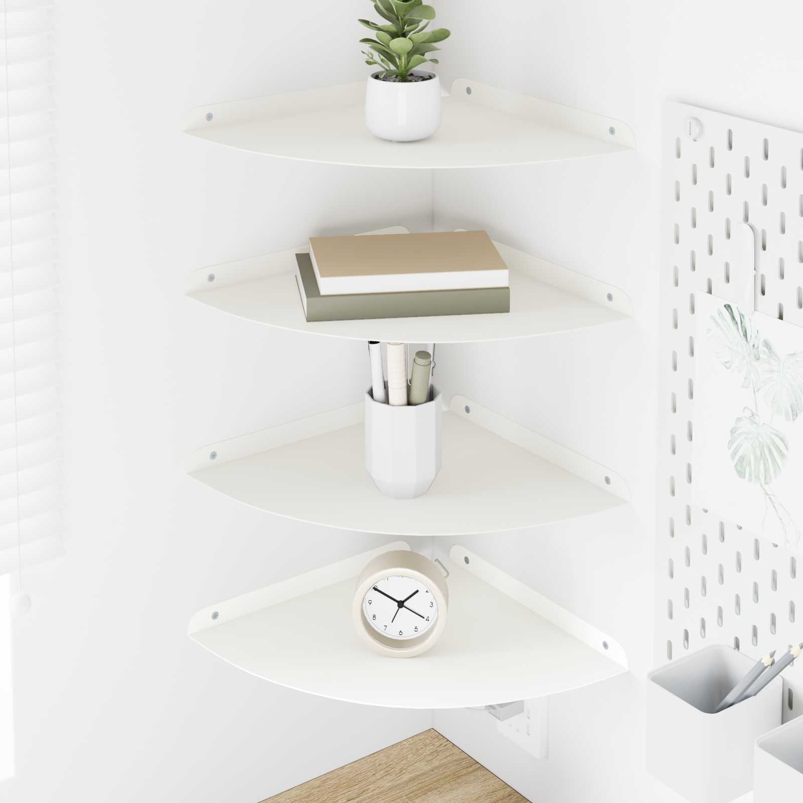 vidaXL Półka wisząca z półką 4 pcs Biały 30 x 30 x 2 cm
