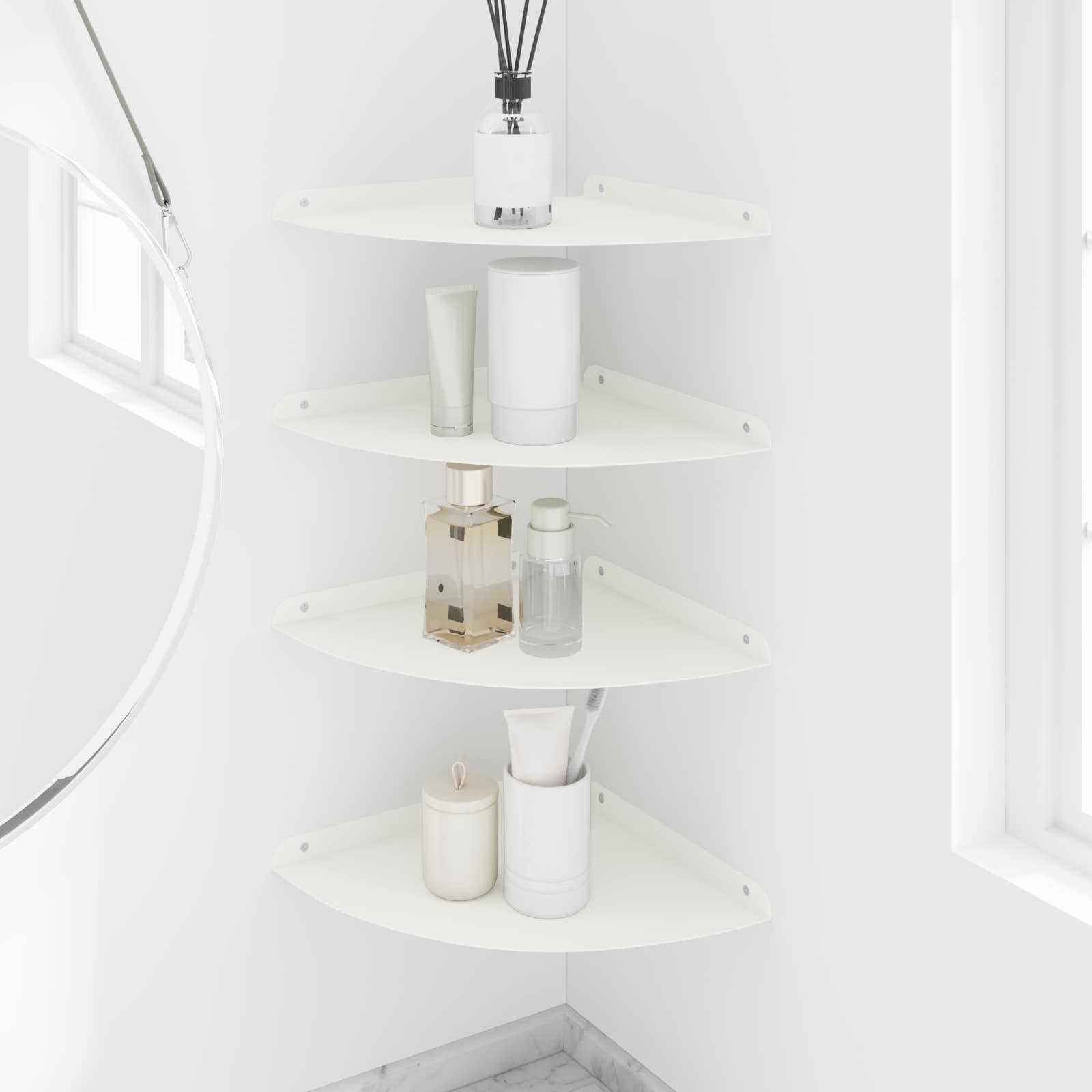 vidaXL Półka wisząca z półką 4 pcs Biały 30 x 30 x 2 cm