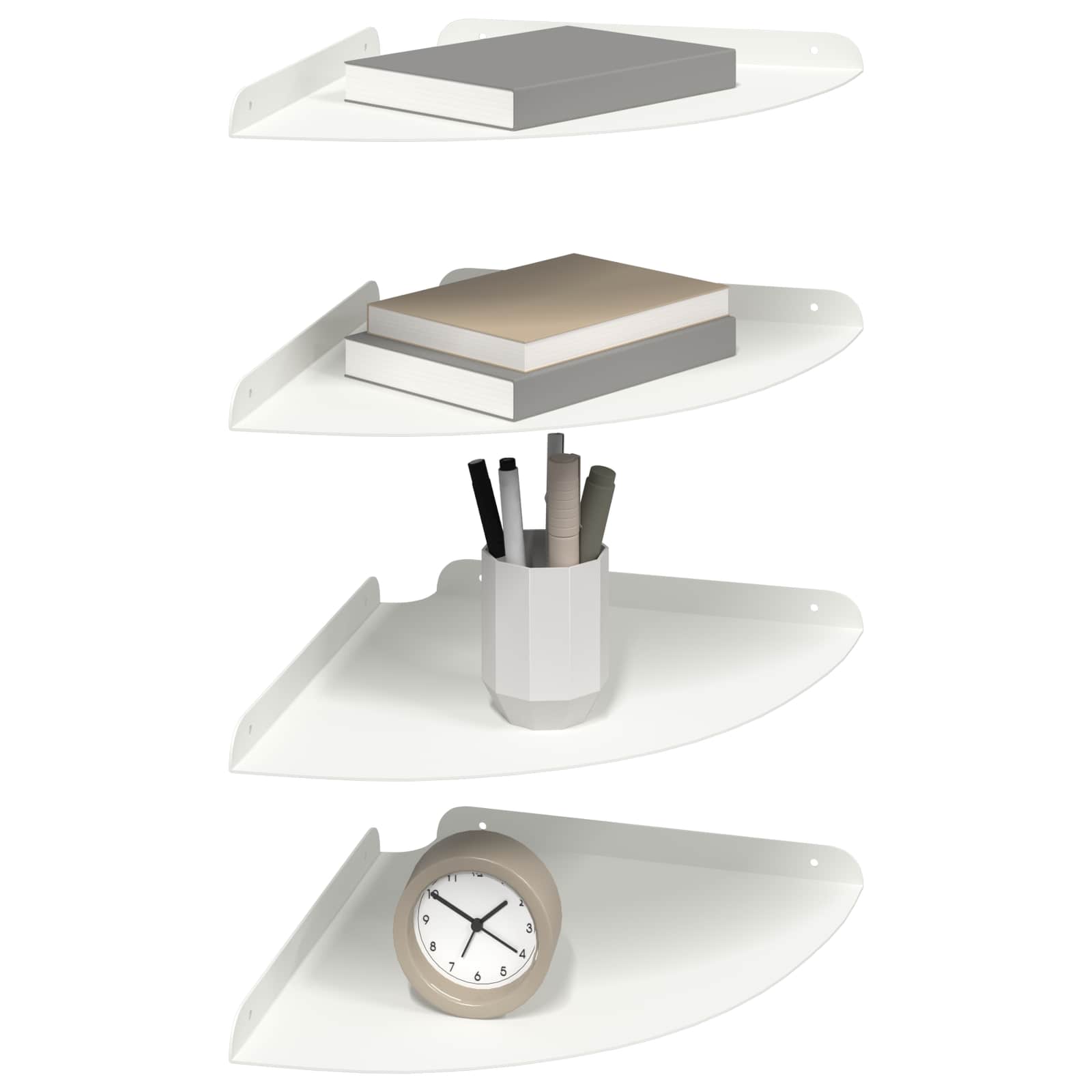 vidaXL Półka wisząca z półką 4 pcs Biały 30 x 30 x 2 cm