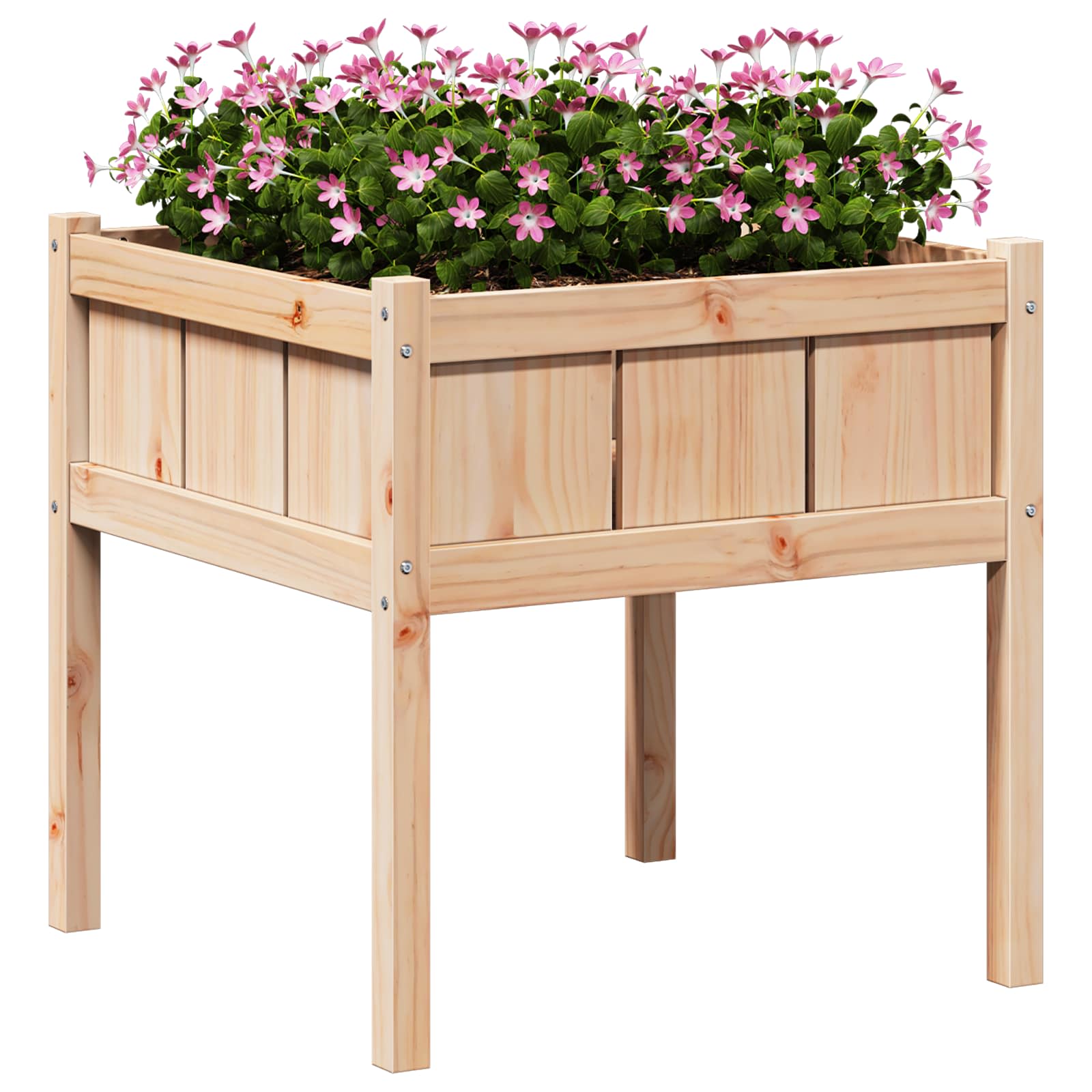 vidaXL Doniczka ogrodowa natura 70 x 70 x 70 cm Lite drewno sosnowe