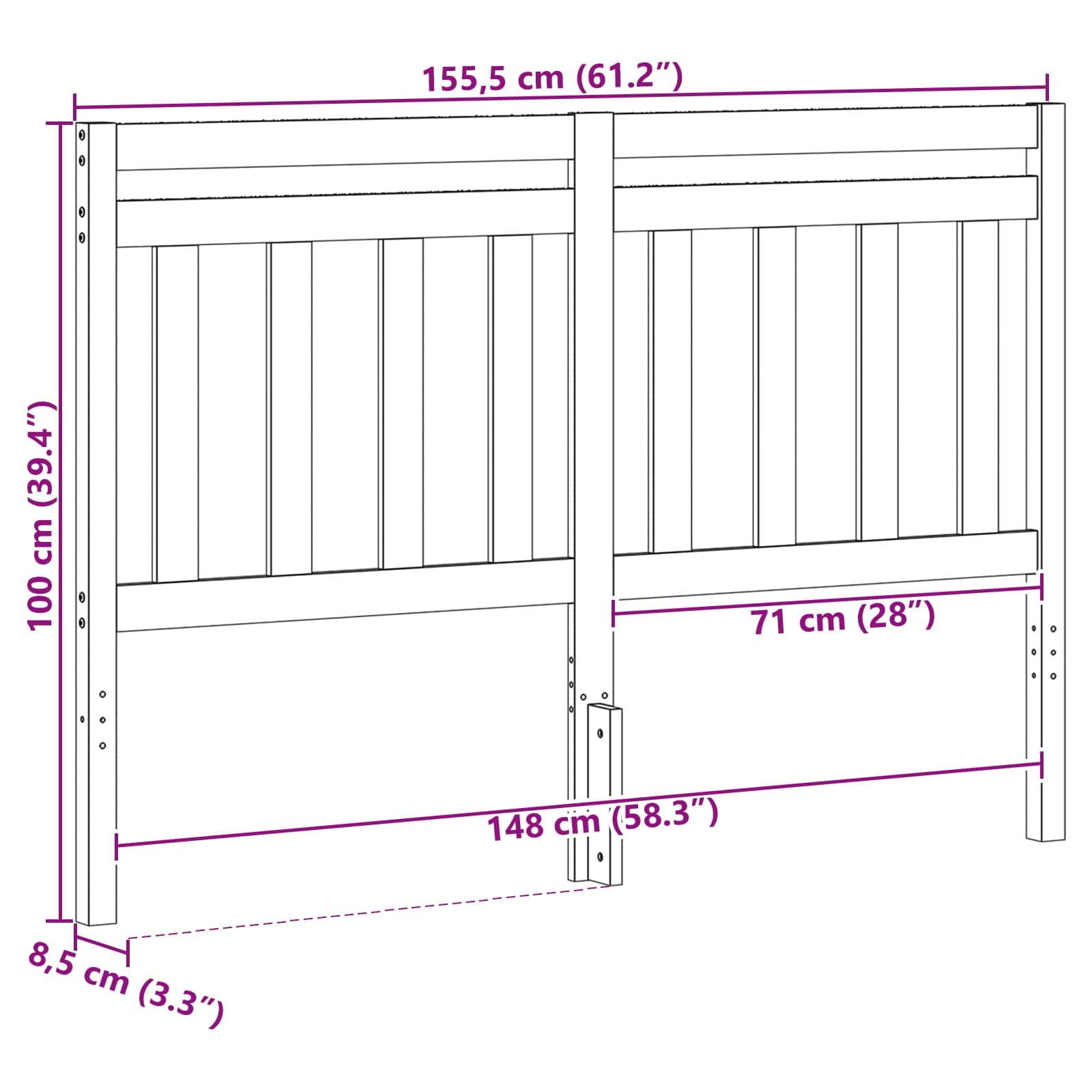 vidaXL Zagłówek Z zagłówkiem Woskowy Brąz 155,5 x 100 cm