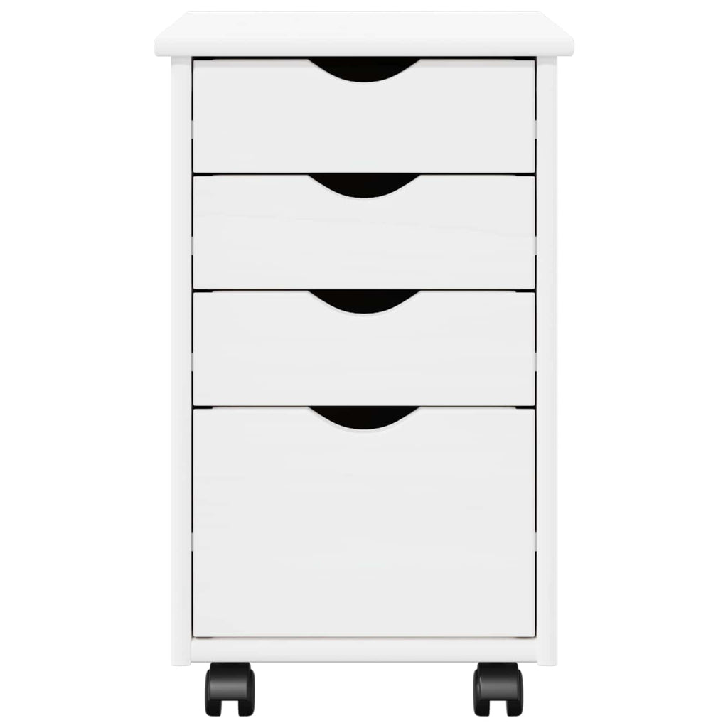 vidaXL Rolkowa szafka Biały 34 x 39 x 56 cm Lite drewno sosnowe