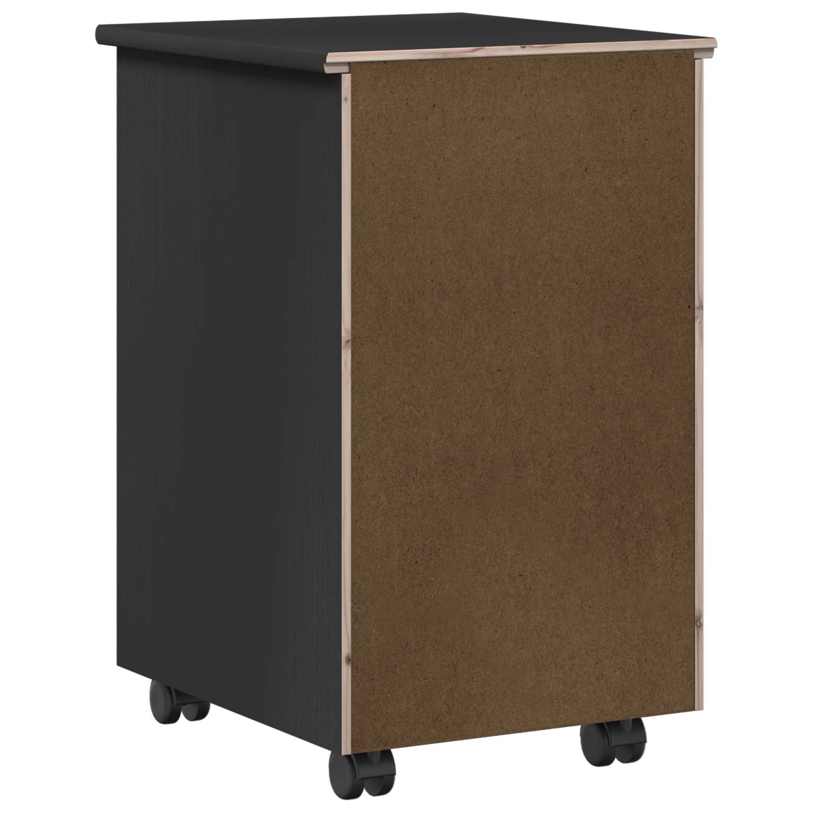vidaXL Rolkowa szafka Czarny 34 x 39 x 56 cm Lite drewno sosnowe