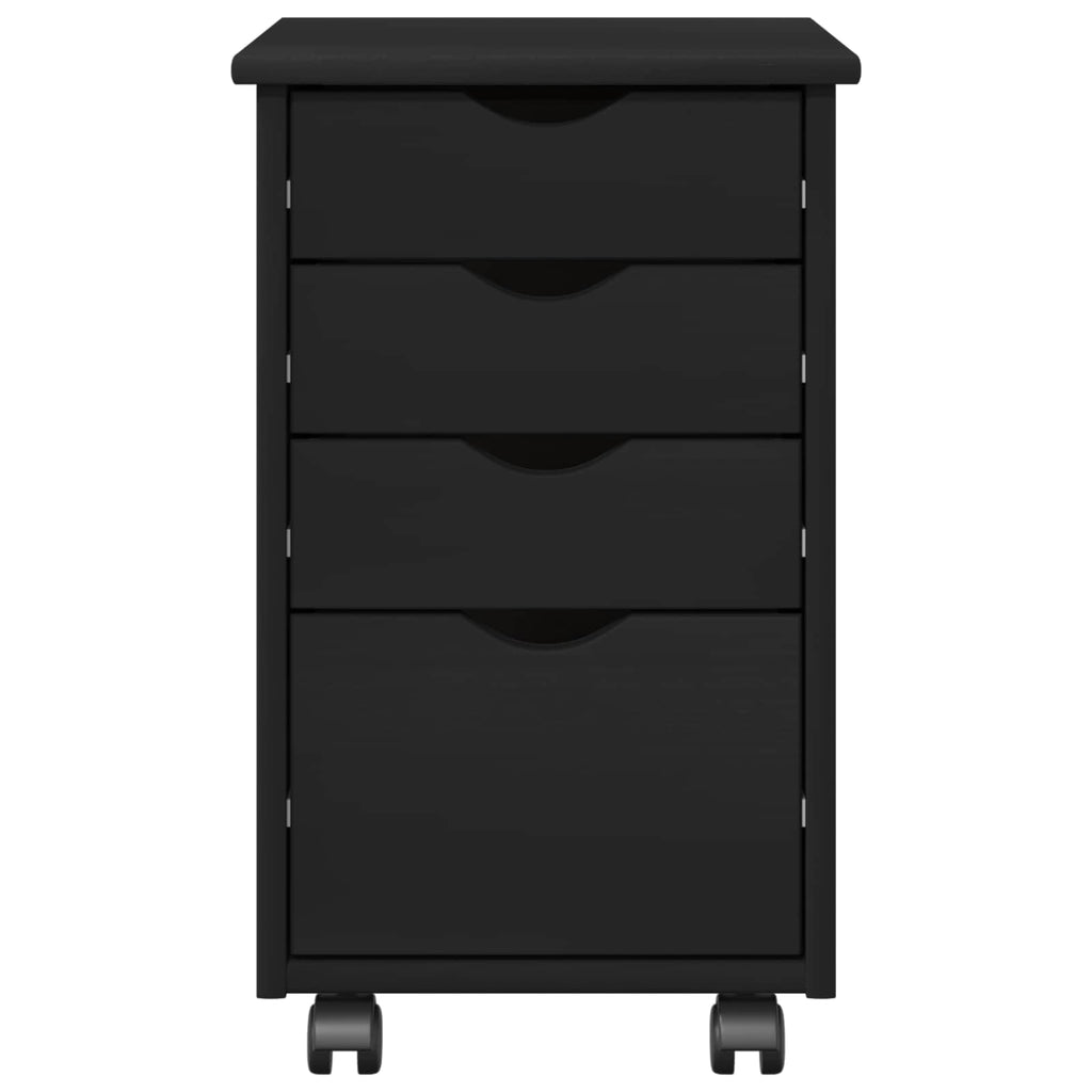vidaXL Rolkowa szafka Czarny 34 x 39 x 56 cm Lite drewno sosnowe