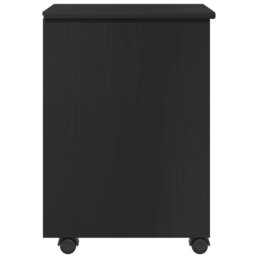 vidaXL Rolkowa szafka Czarny 34 x 39 x 56 cm Lite drewno sosnowe