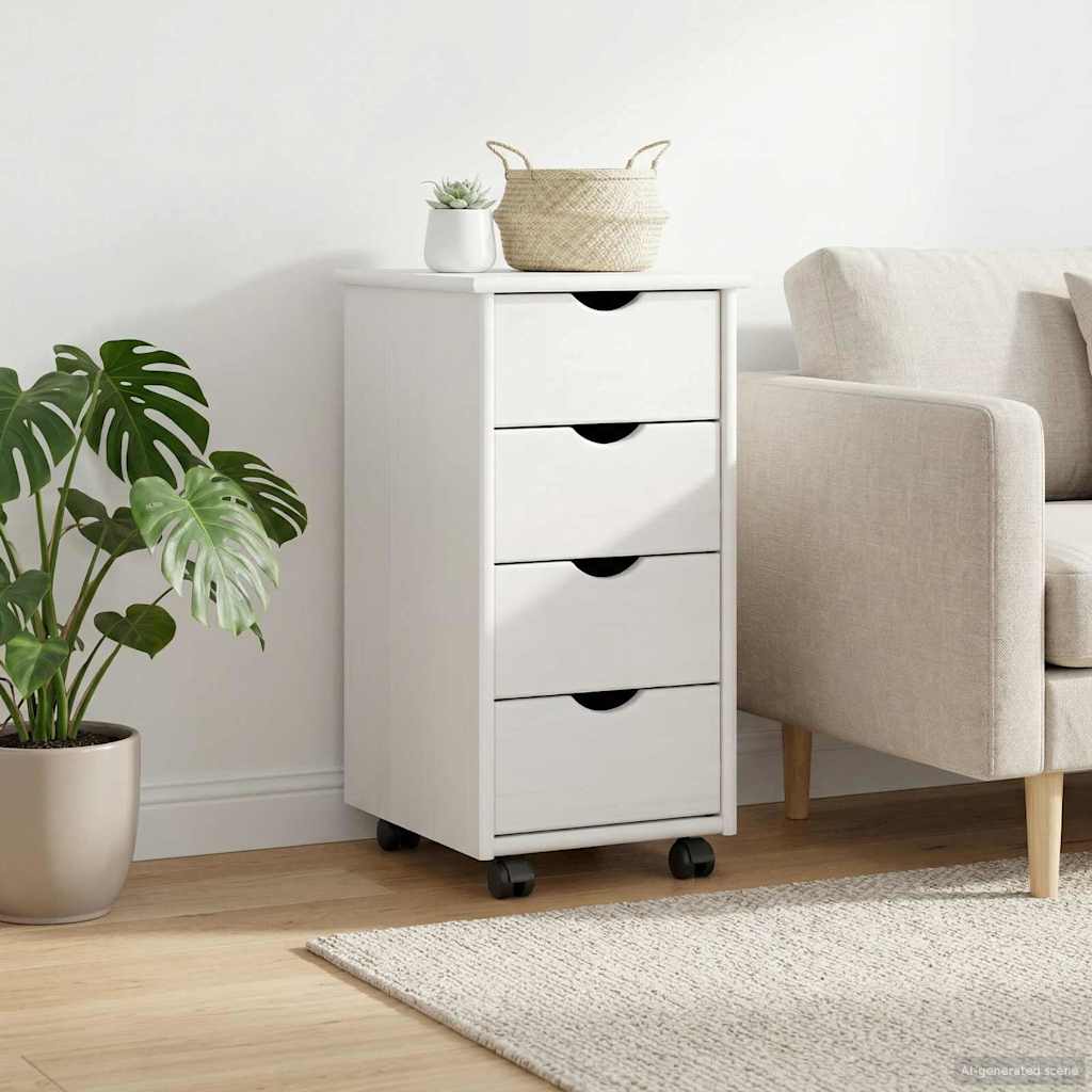 vidaXL Rolkowa szafka Biały 34 x 39 x 65,5 cm Lite drewno sosnowe