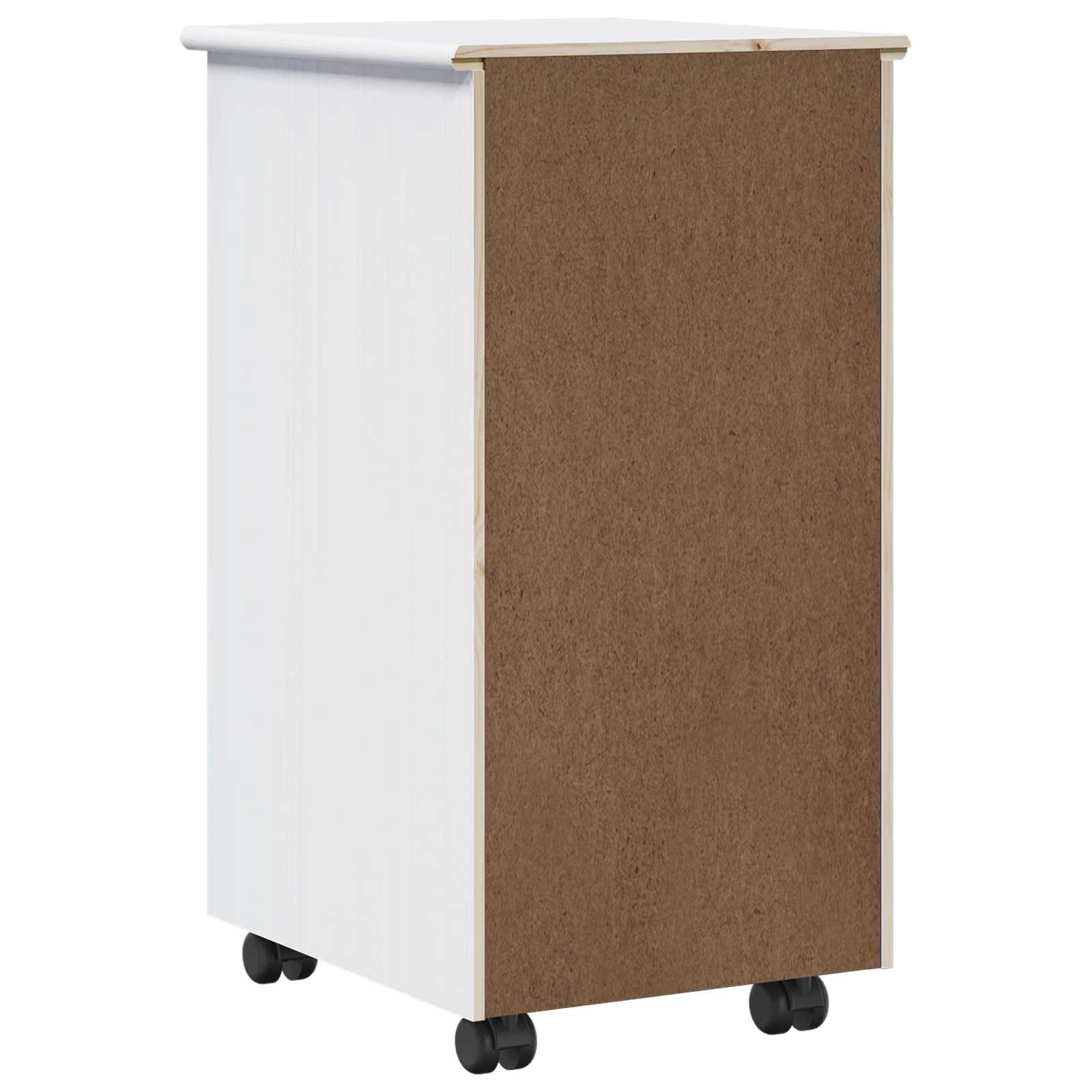 vidaXL Rolkowa szafka Biały 34 x 39 x 65,5 cm Lite drewno sosnowe