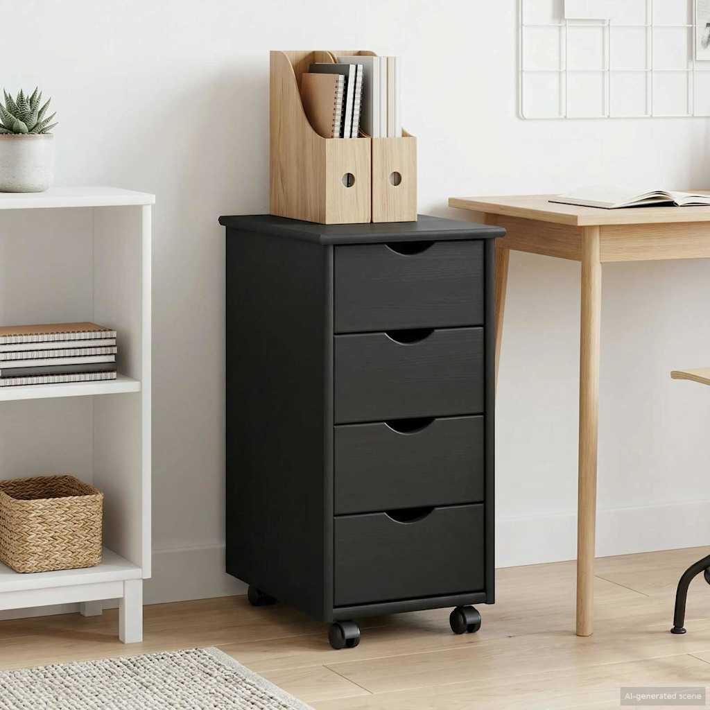 vidaXL Rolkowa szafka Szary 34 x 39 x 65,5 cm Lite drewno sosnowe