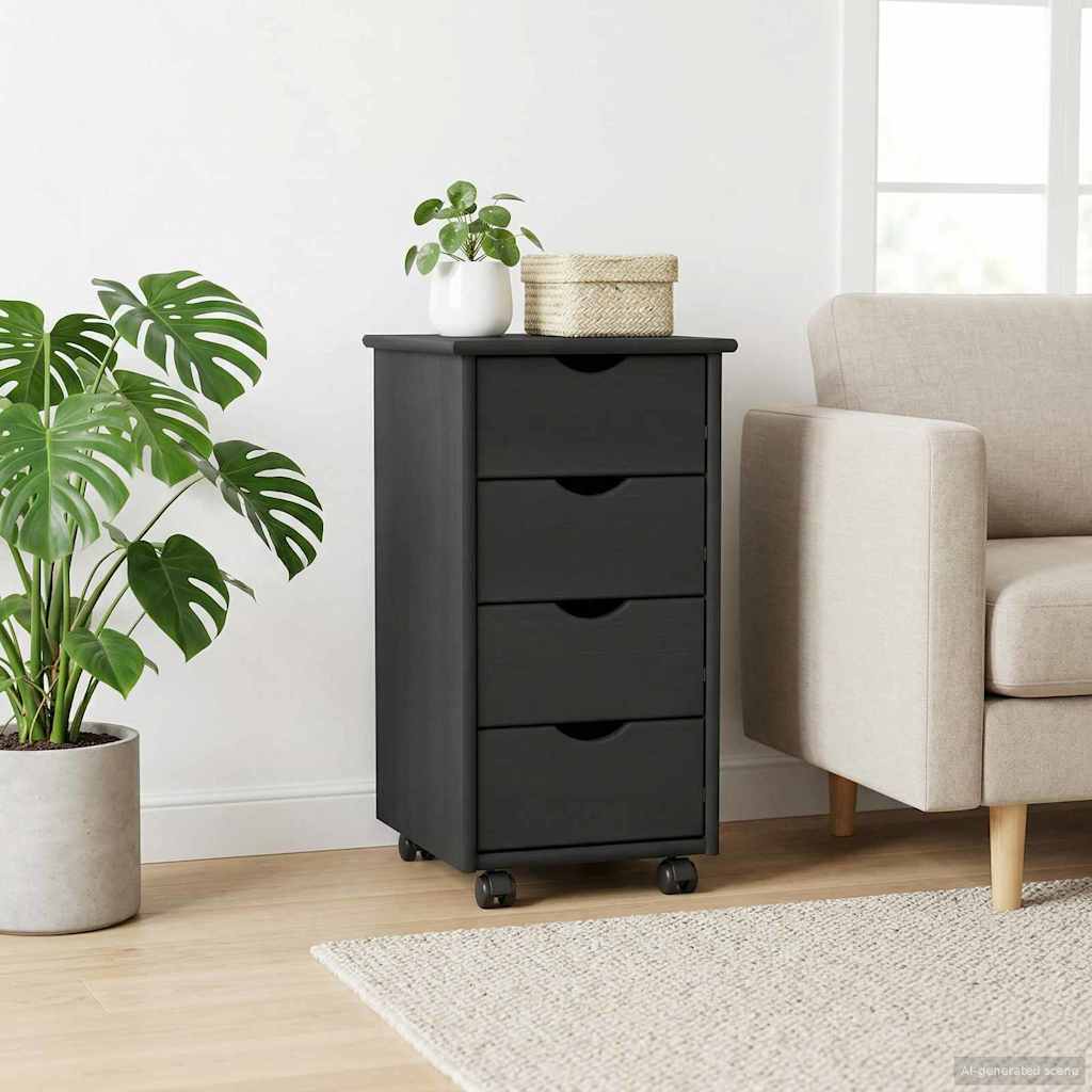 vidaXL Rolkowa szafka Szary 34 x 39 x 65,5 cm Lite drewno sosnowe