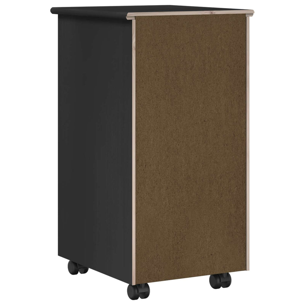 vidaXL Rolkowa szafka Czarny 34 x 39 x 65,5 cm Lite drewno sosnowe