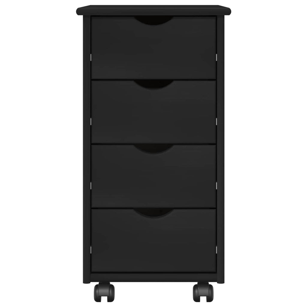 vidaXL Rolkowa szafka Czarny 34 x 39 x 65,5 cm Lite drewno sosnowe