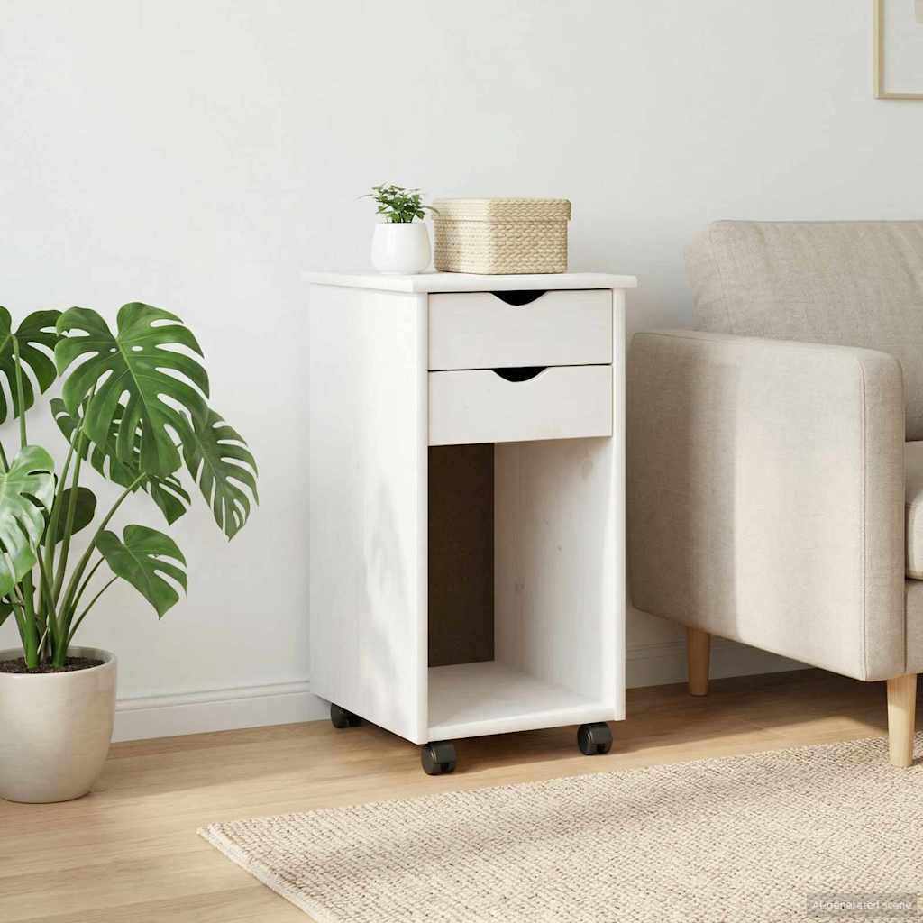 vidaXL Rolkowa szafka Biały 34 x 39 x 65,5 cm Lite drewno sosnowe
