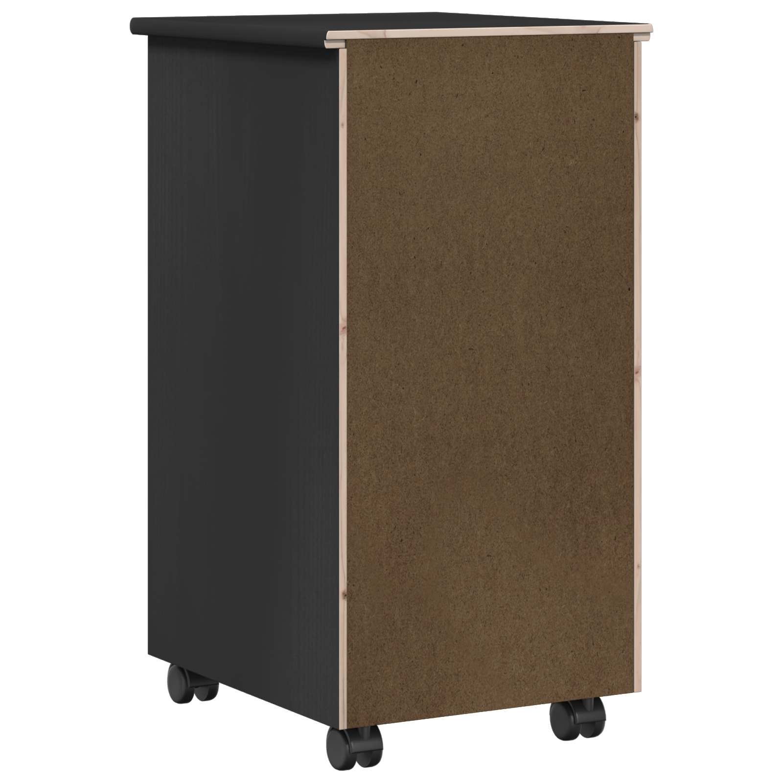 vidaXL Rolkowa szafka Czarny 34 x 39 x 65,5 cm Lite drewno sosnowe