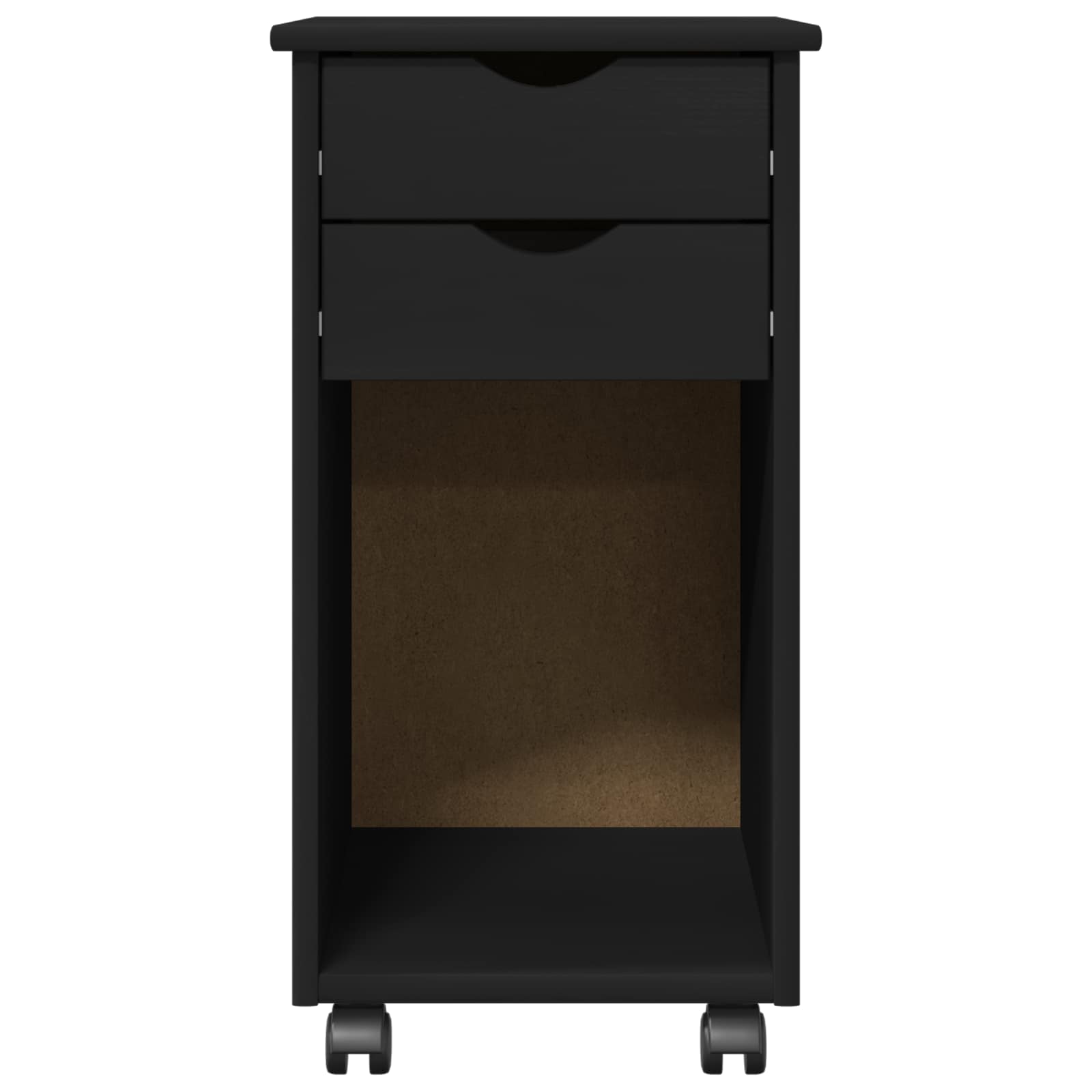 vidaXL Rolkowa szafka Czarny 34 x 39 x 65,5 cm Lite drewno sosnowe