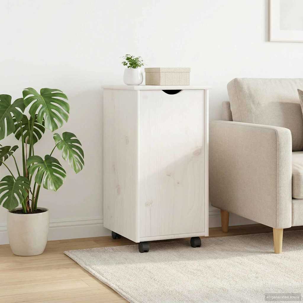 vidaXL Rolkowa szafka Biały 34 x 39 x 65,5 cm Lite drewno sosnowe