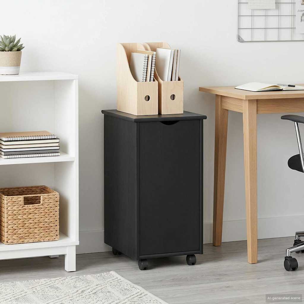 vidaXL Rolkowa szafka Czarny 34 x 39 x 65,5 cm Lite drewno sosnowe
