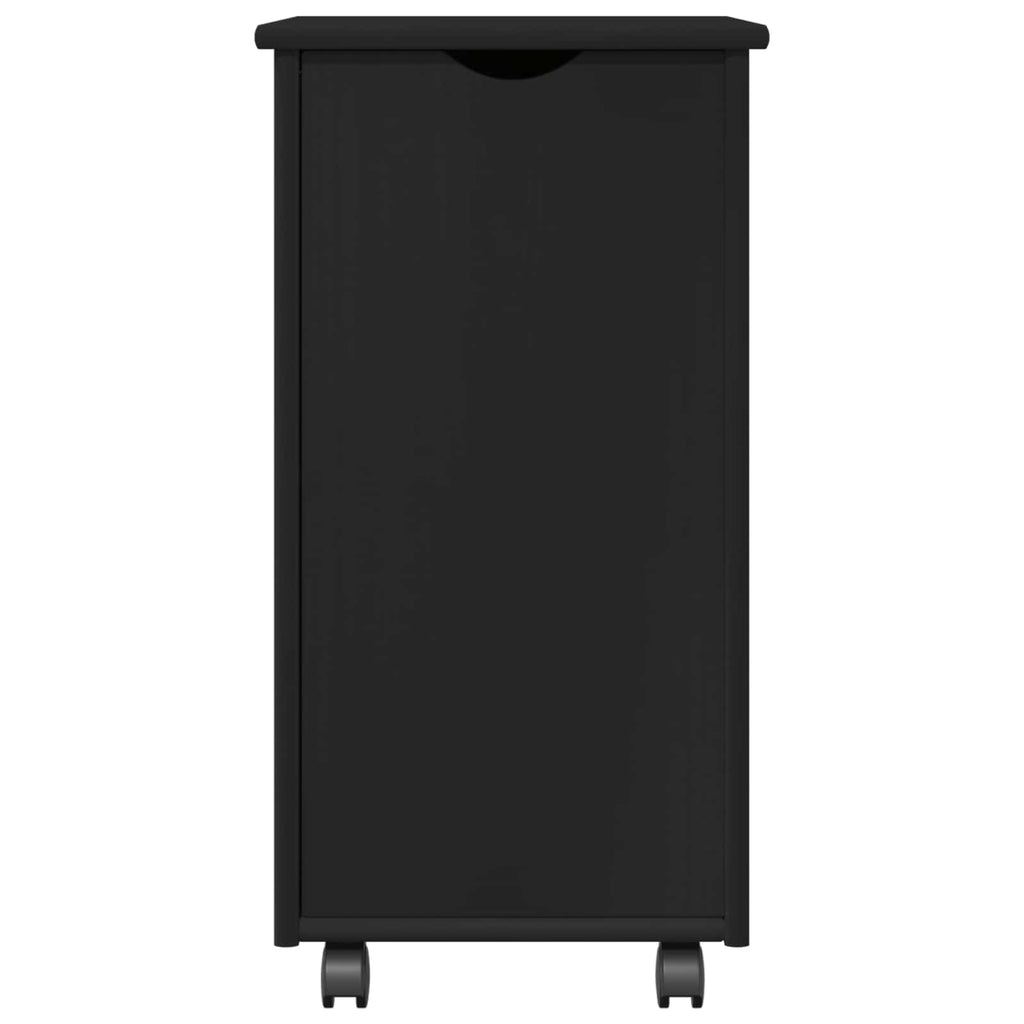 vidaXL Rolkowa szafka Czarny 34 x 39 x 65,5 cm Lite drewno sosnowe