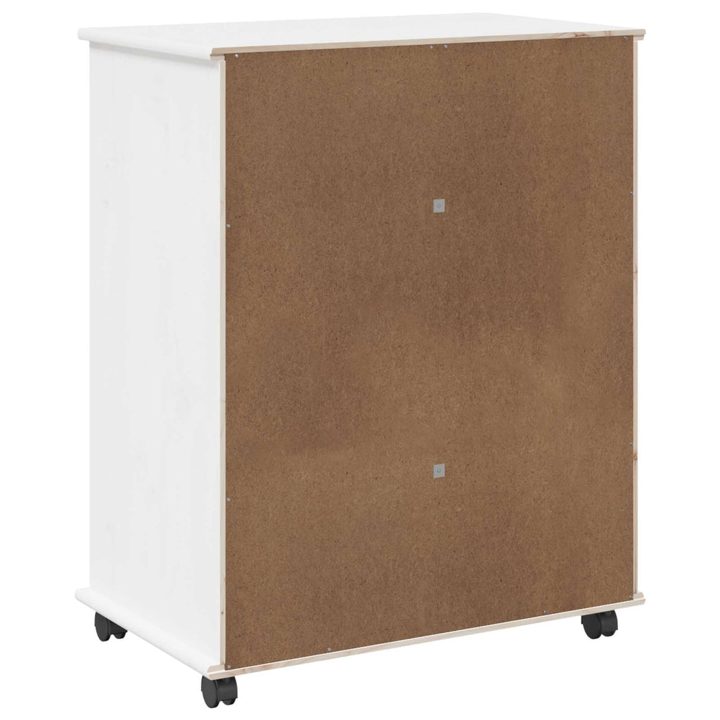 vidaXL Rolkowa szafka Biały 63,5 x 39 x 79 cm Lite drewno sosnowe
