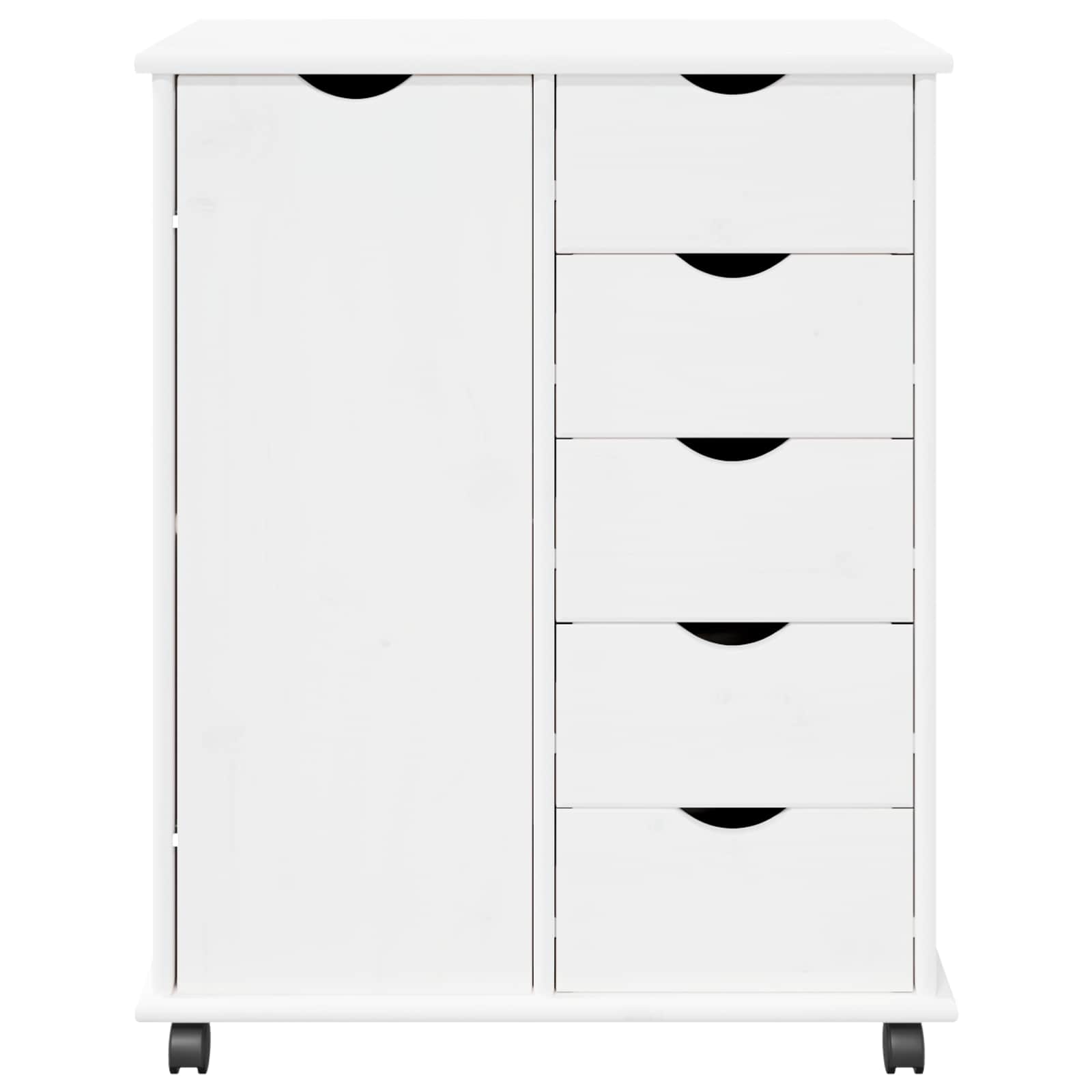 vidaXL Rolkowa szafka Biały 63,5 x 39 x 79 cm Lite drewno sosnowe