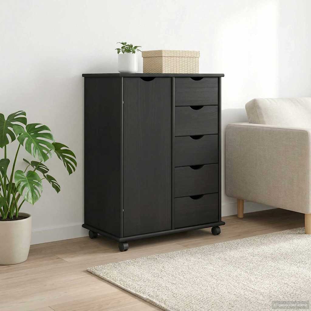 vidaXL Rolkowa szafka Szary 63,5 x 39 x 79 cm Lite drewno sosnowe