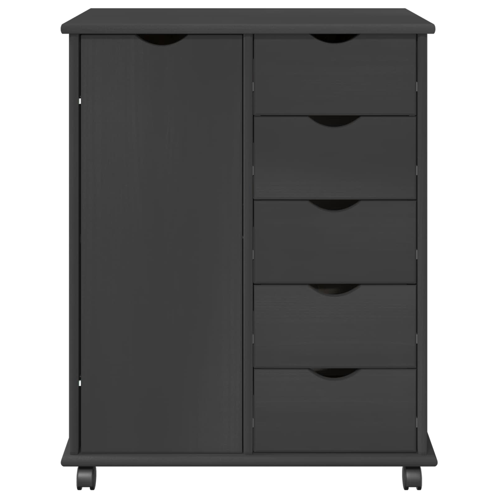 vidaXL Rolkowa szafka Szary 63,5 x 39 x 79 cm Lite drewno sosnowe