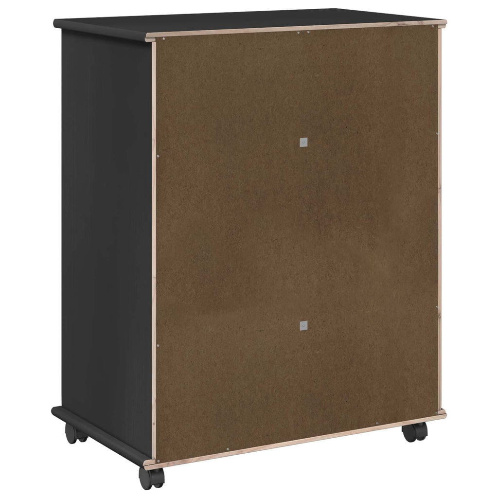vidaXL Rolkowa szafka Czarny 63,5 x 39 x 79 cm Lite drewno sosnowe