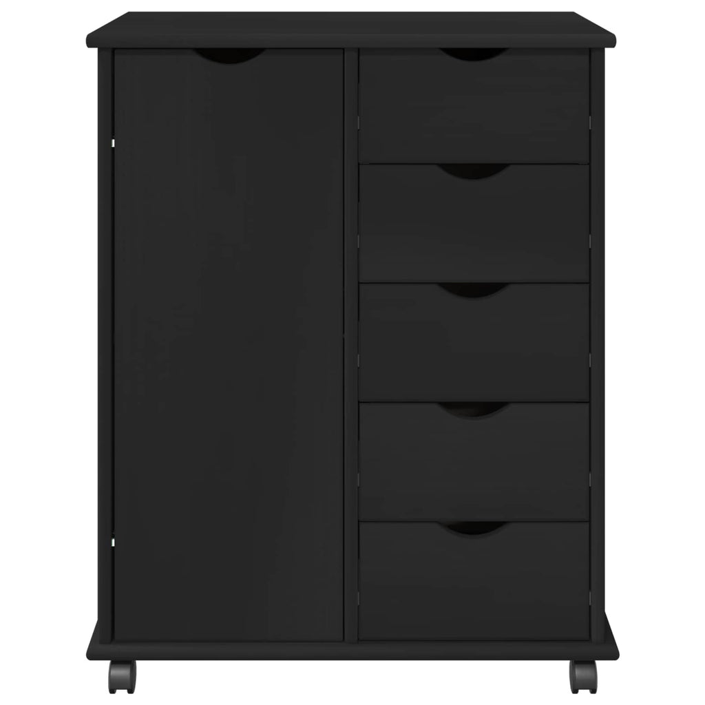 vidaXL Rolkowa szafka Czarny 63,5 x 39 x 79 cm Lite drewno sosnowe
