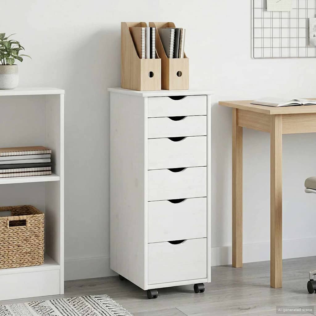 vidaXL Rolkowa szafka Biały 34 x 39 x 93,5 cm Lite drewno sosnowe