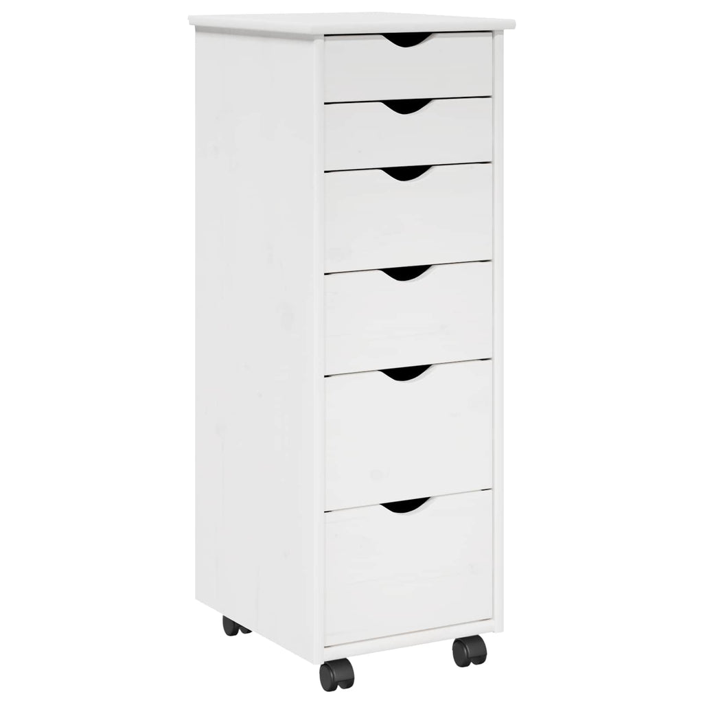 vidaXL Rolkowa szafka Biały 34 x 39 x 93,5 cm Lite drewno sosnowe