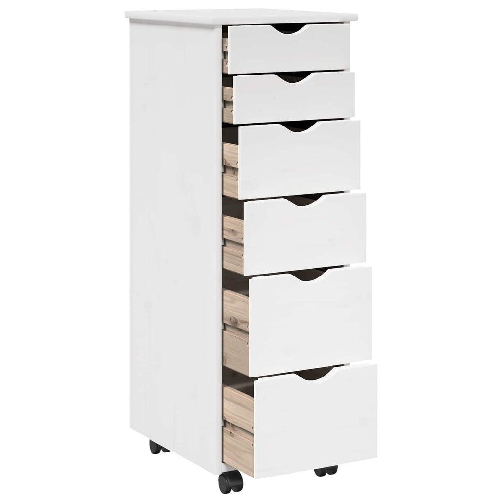 vidaXL Rolkowa szafka Biały 34 x 39 x 93,5 cm Lite drewno sosnowe