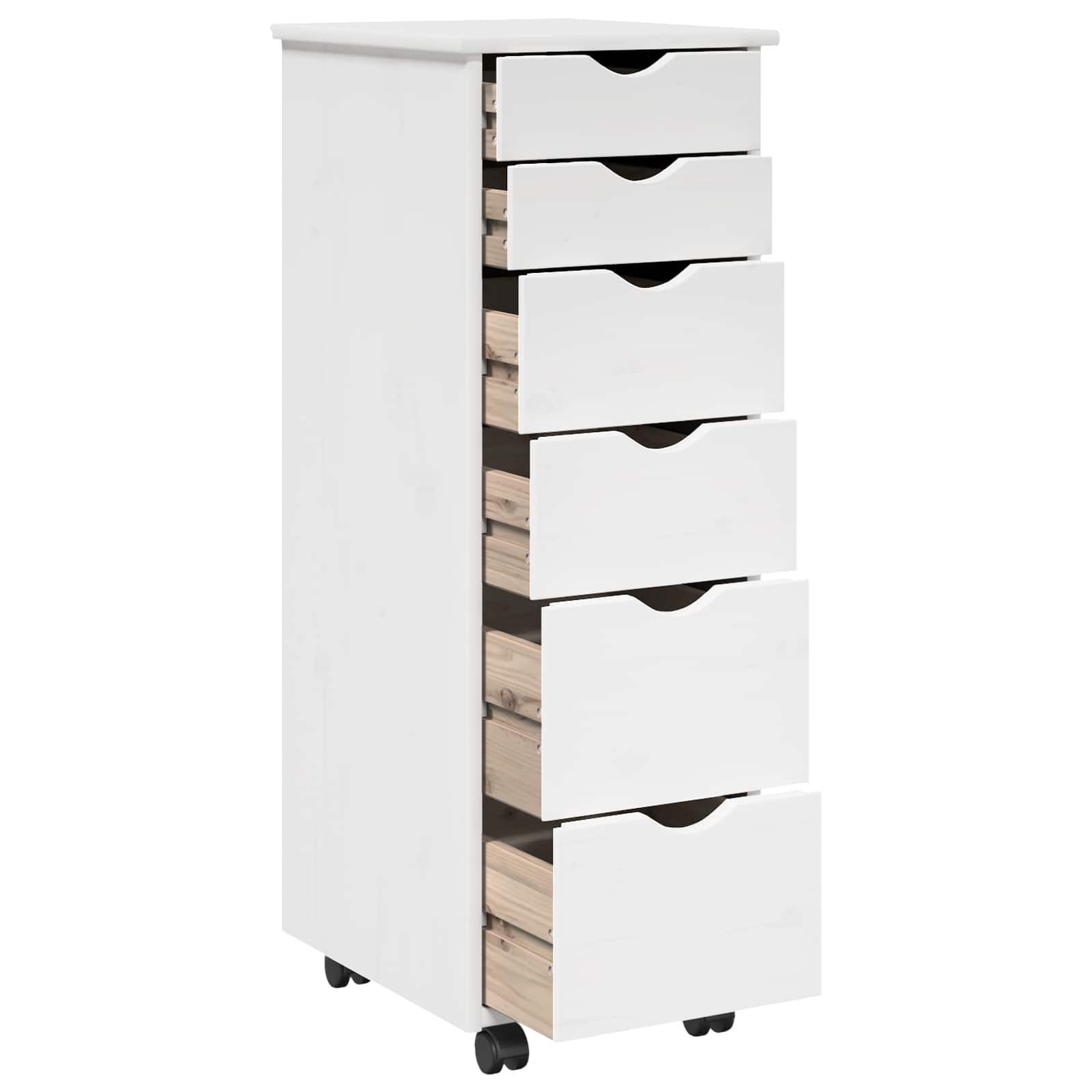 vidaXL Rolkowa szafka Biały 34 x 39 x 93,5 cm Lite drewno sosnowe