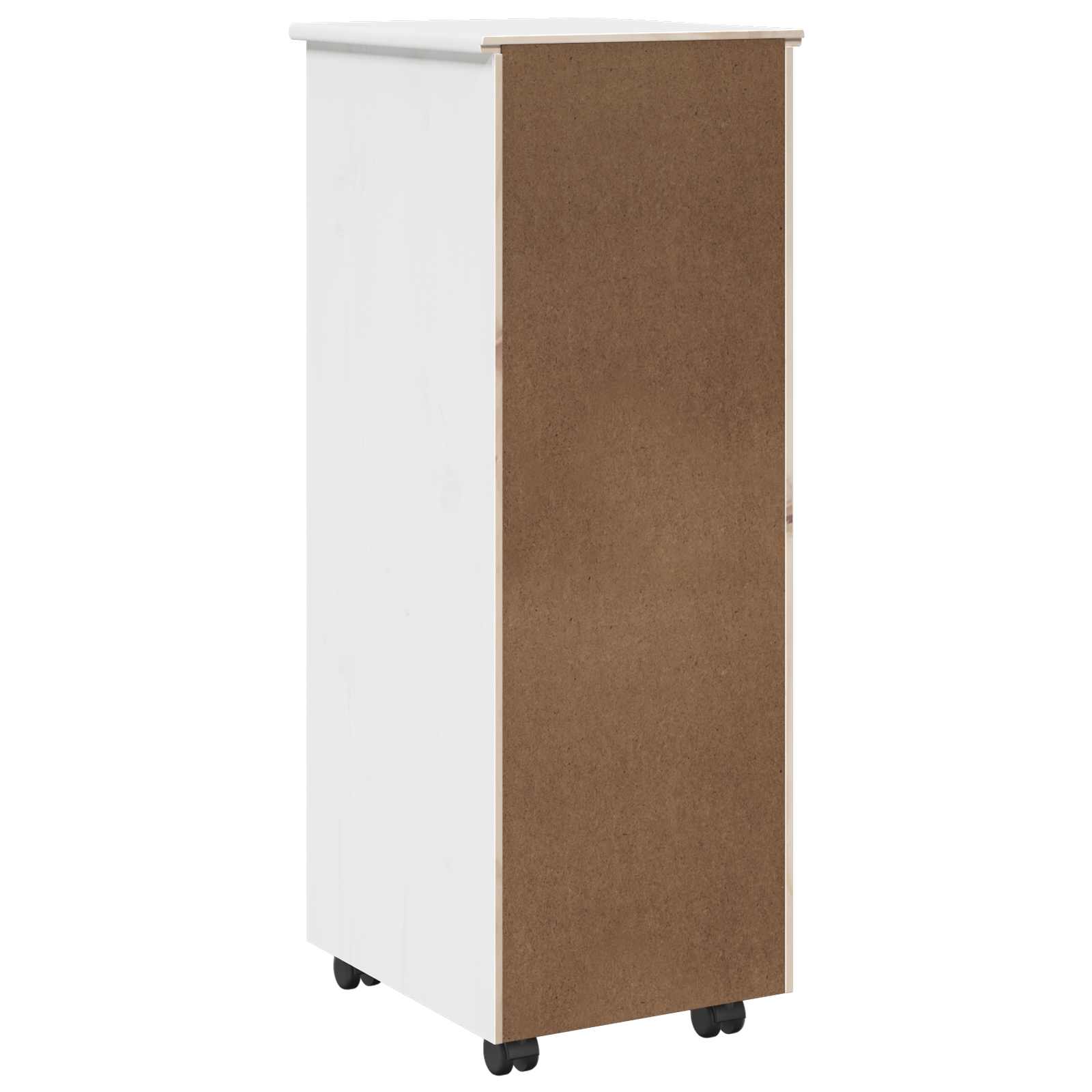 vidaXL Rolkowa szafka Biały 34 x 39 x 93,5 cm Lite drewno sosnowe