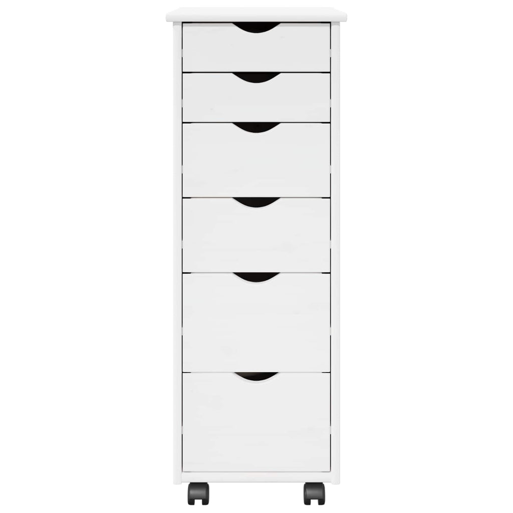 vidaXL Rolkowa szafka Biały 34 x 39 x 93,5 cm Lite drewno sosnowe
