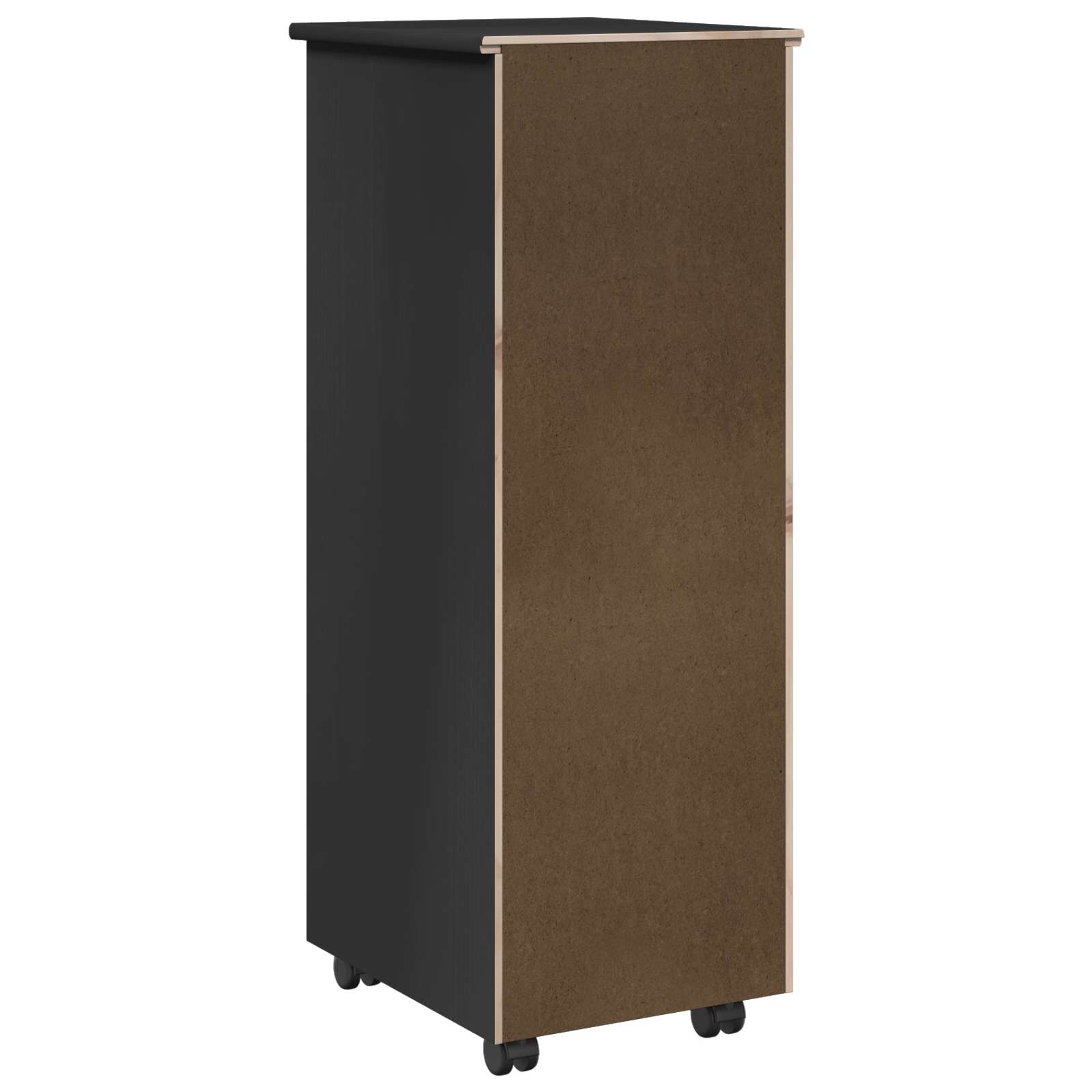 vidaXL Rolkowa szafka Czarny 34 x 39 x 93,5 cm Lite drewno sosnowe