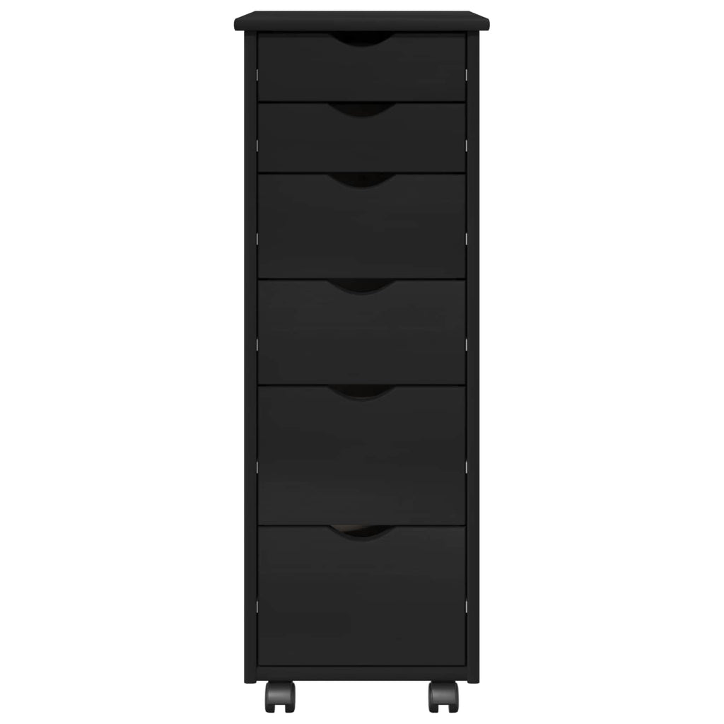 vidaXL Rolkowa szafka Czarny 34 x 39 x 93,5 cm Lite drewno sosnowe